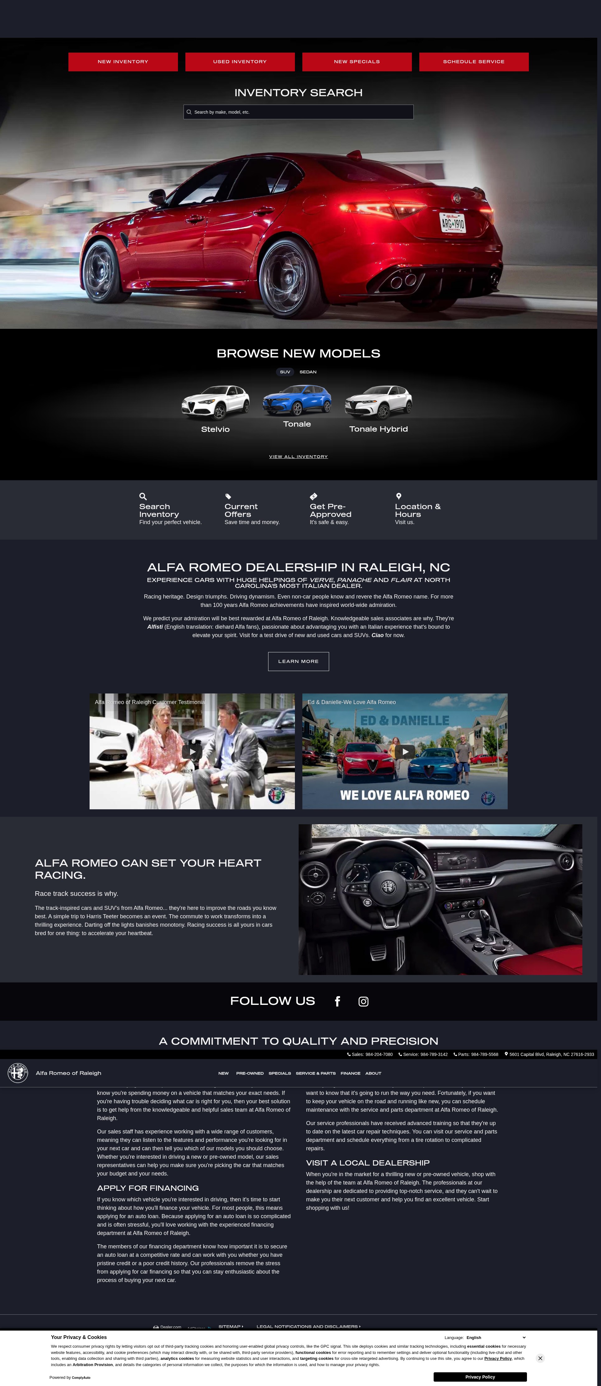 Screenshot of alfaromeoraleigh.com