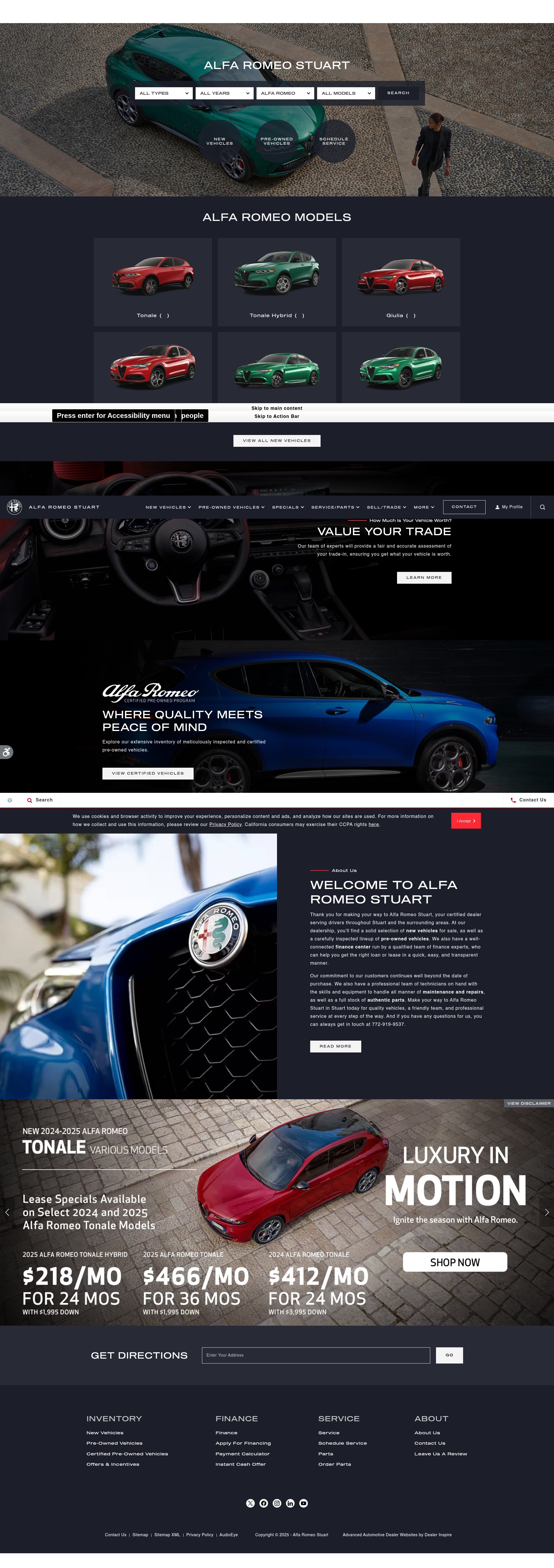 Screenshot of alfaromeostuart.com