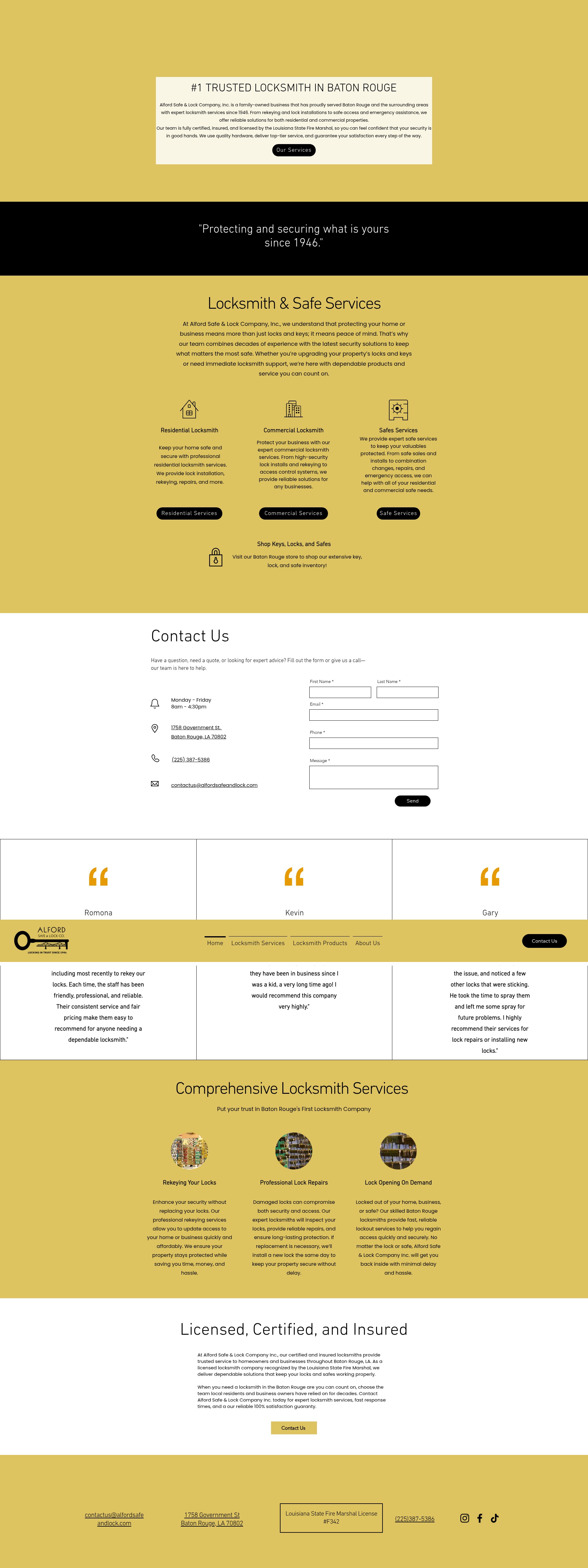 Screenshot of alfordsafeandlock.com