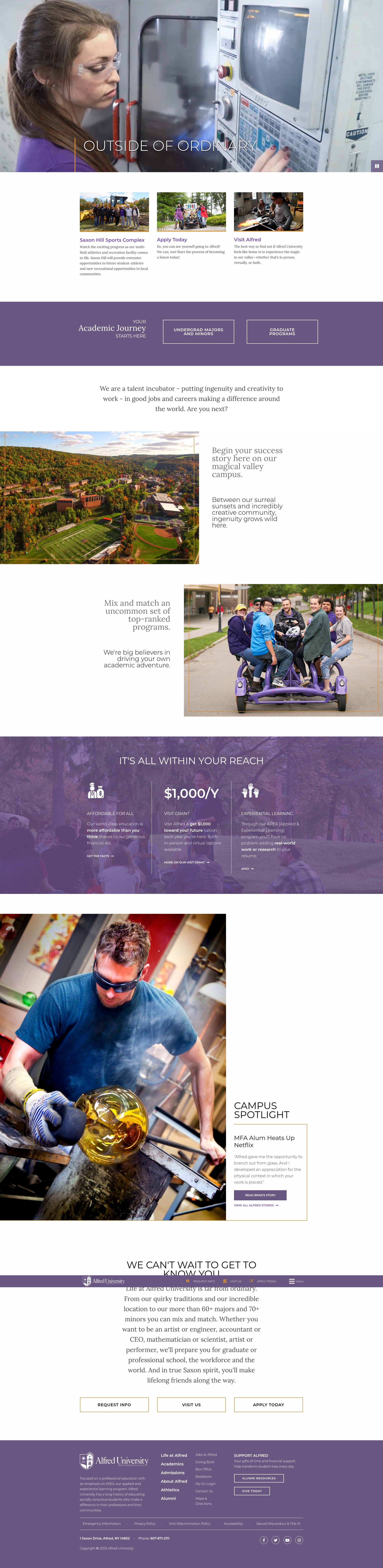 Screenshot of alfred.edu