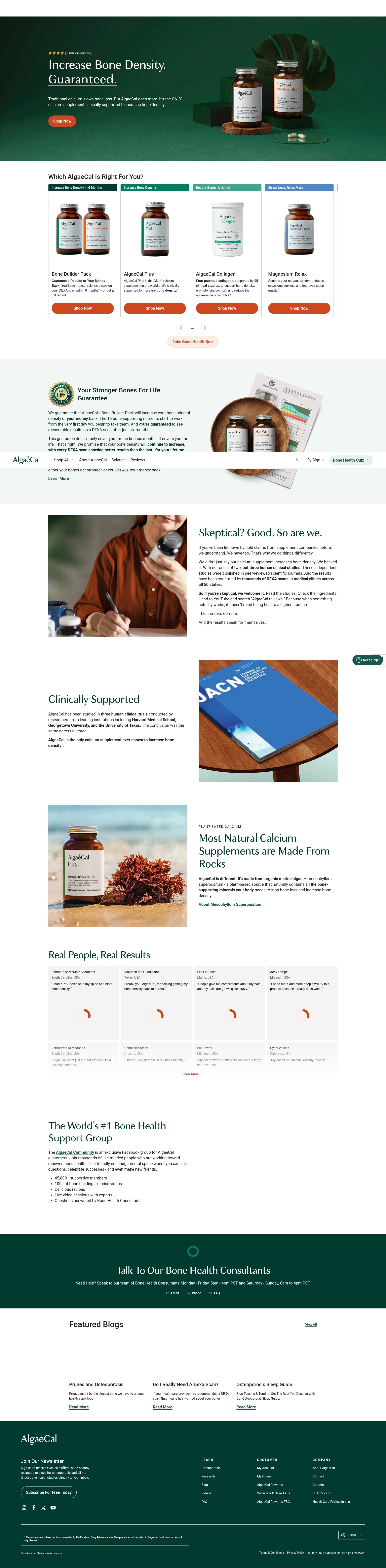 Screenshot of algaecal.com