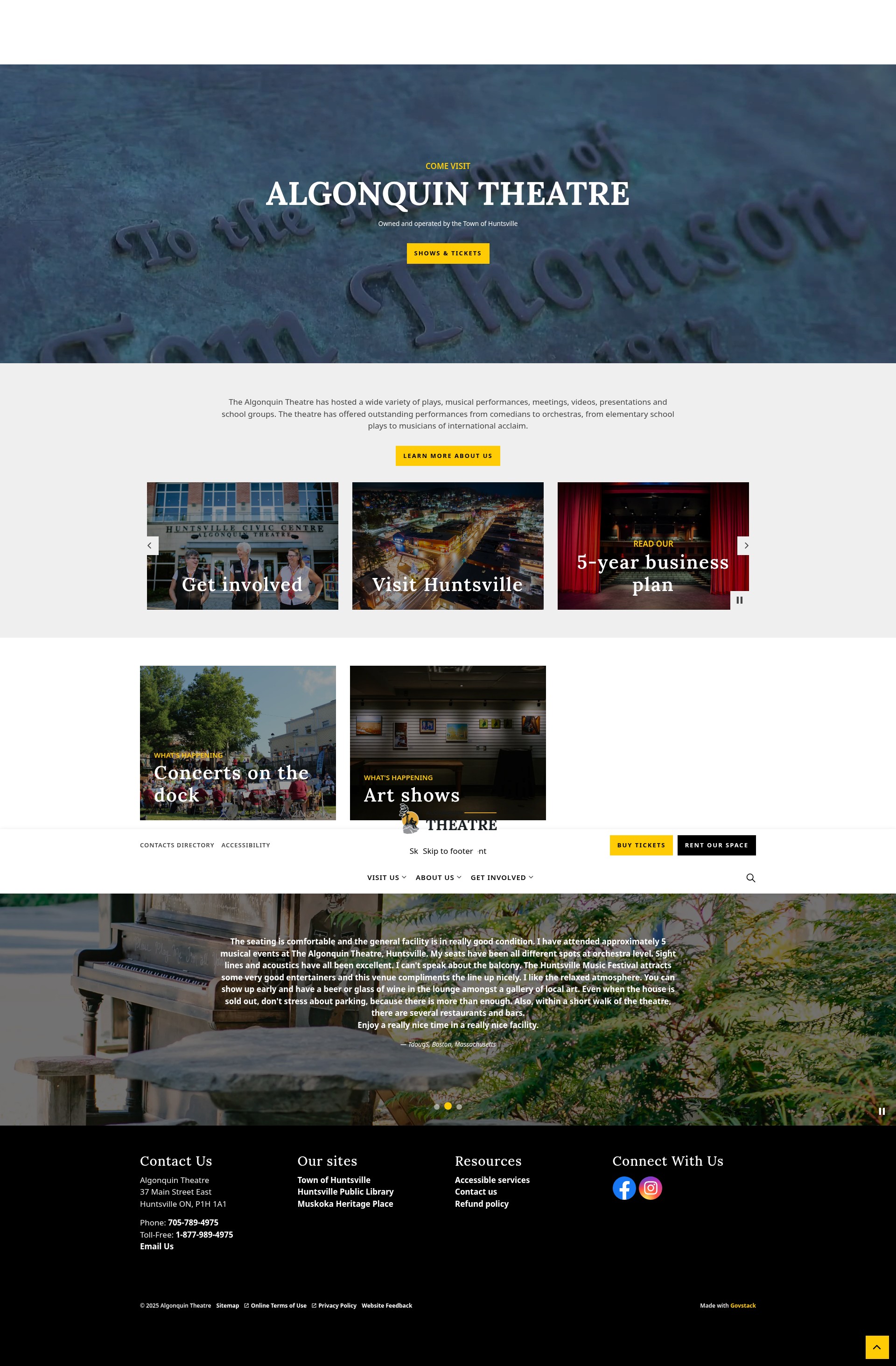Screenshot of algonquintheatre.ca