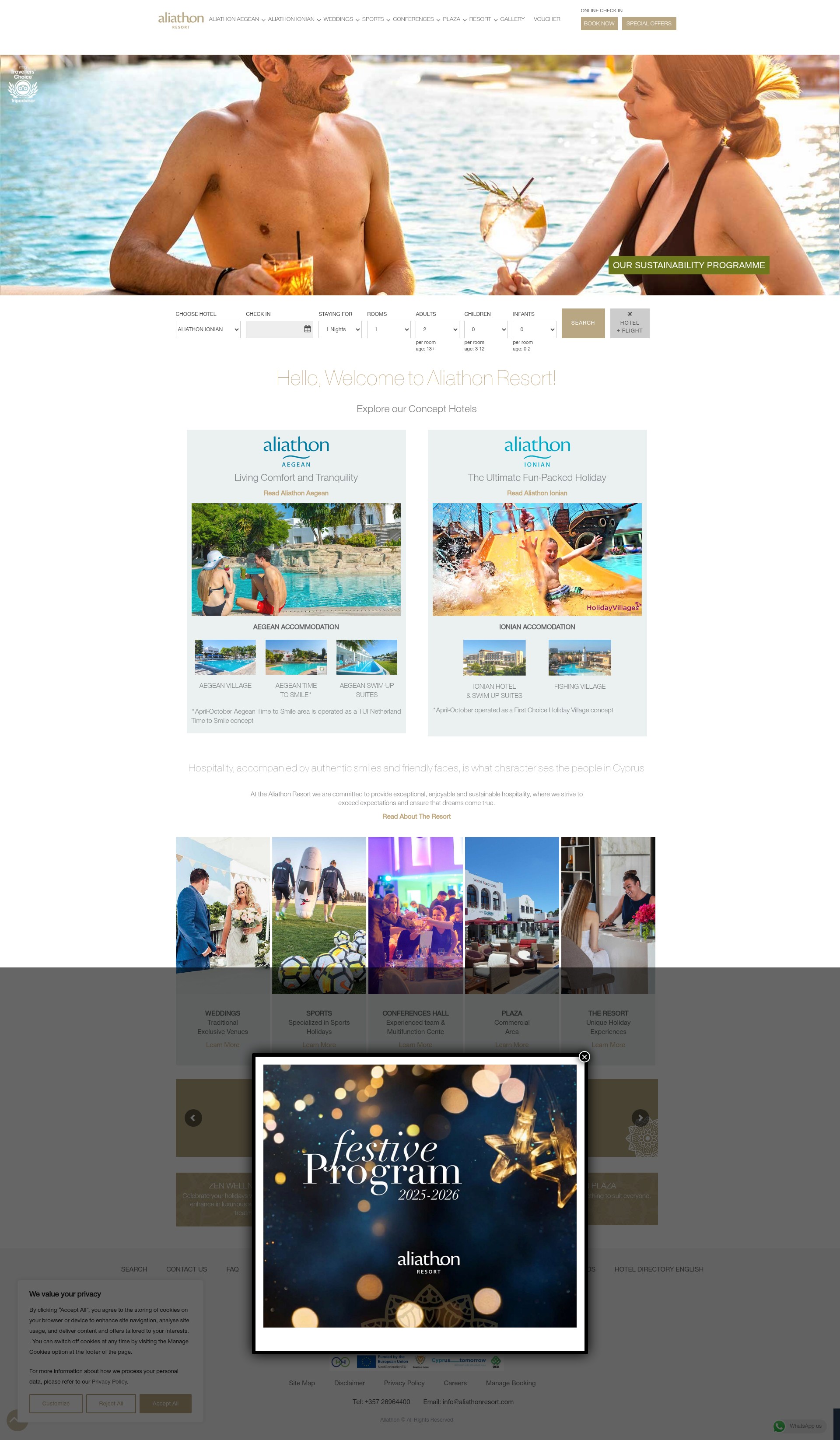 Screenshot of aliathonresort.com