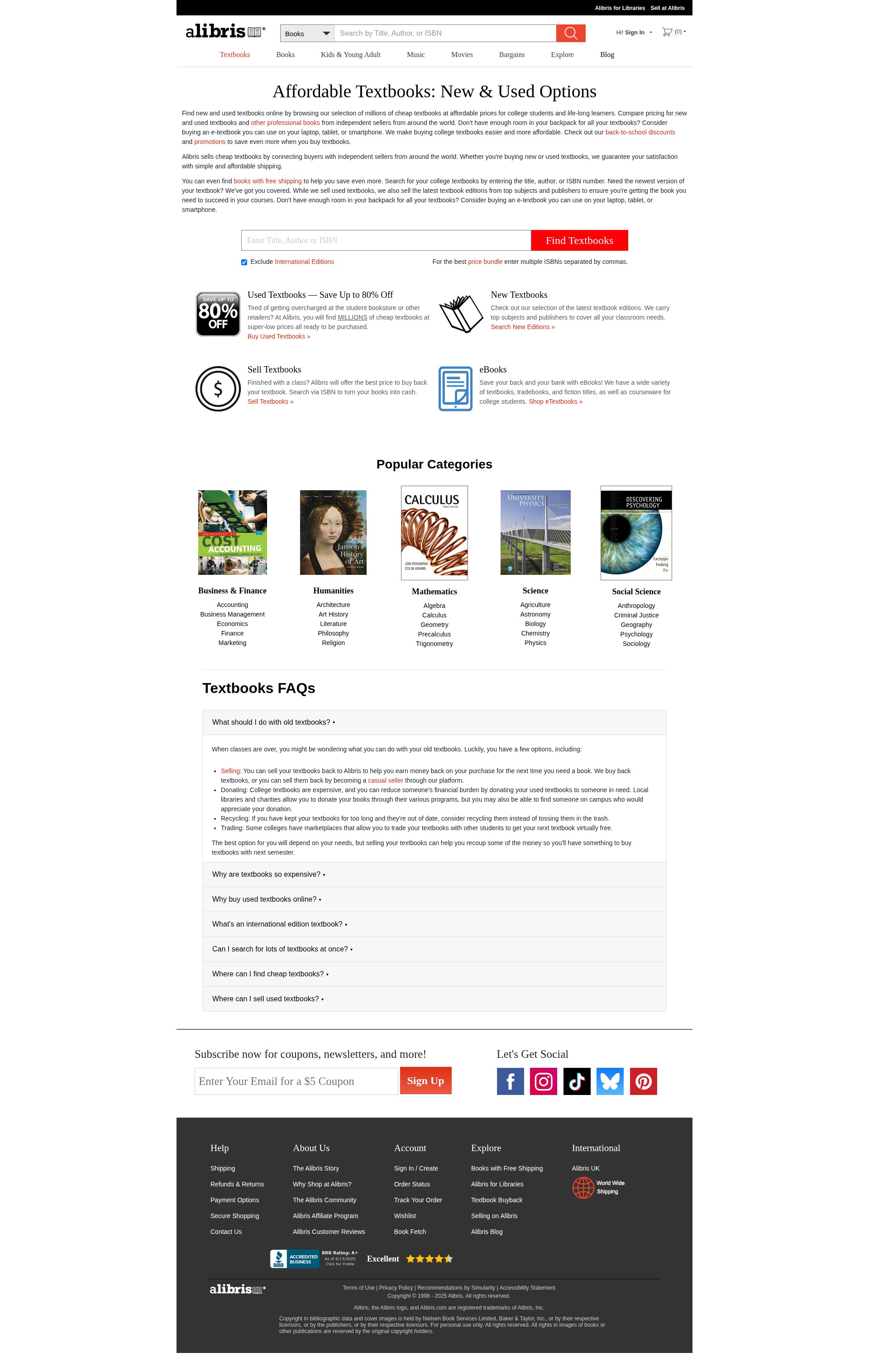 Screenshot of alibris.com