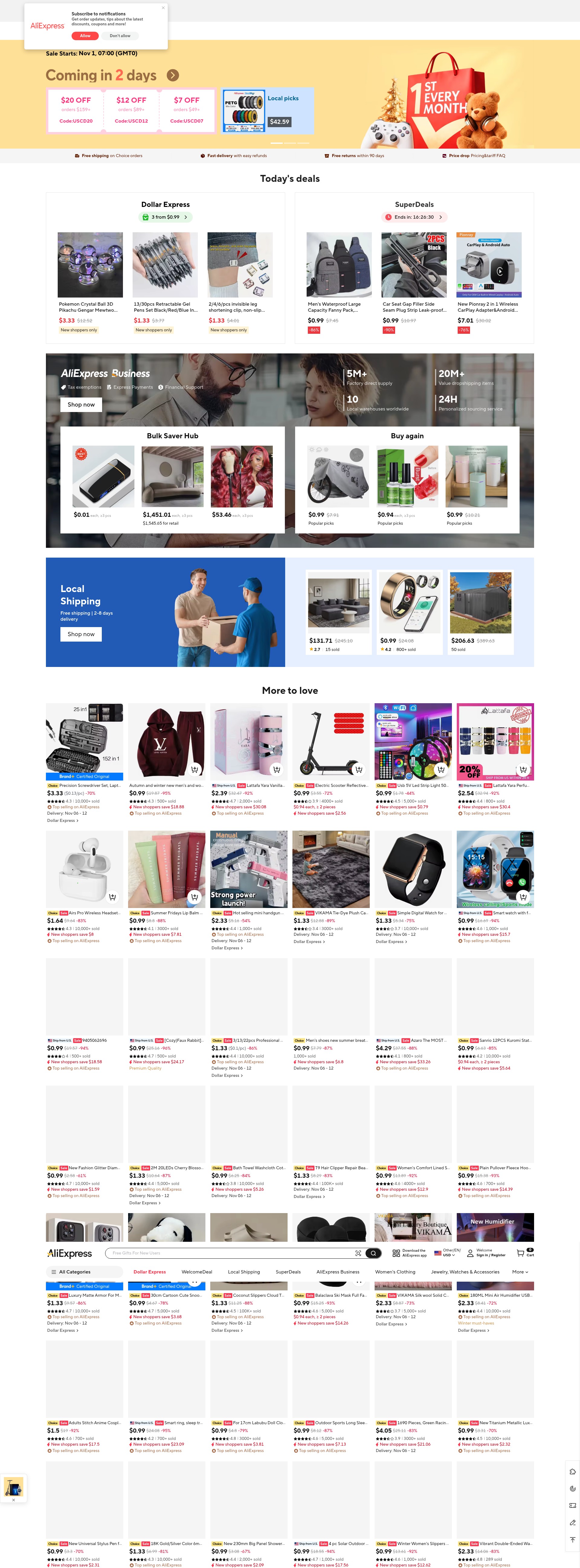 Screenshot of aliexpress.com