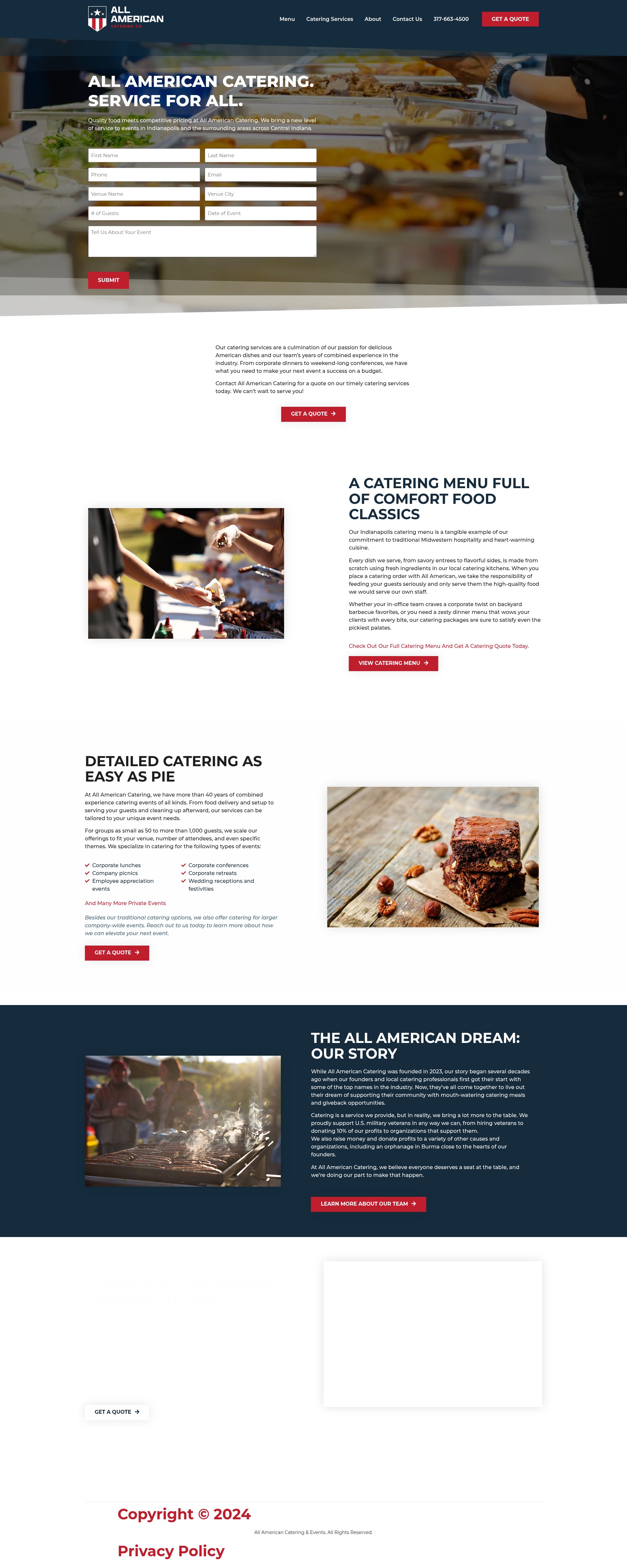 Screenshot of allamericancateringcompany.com