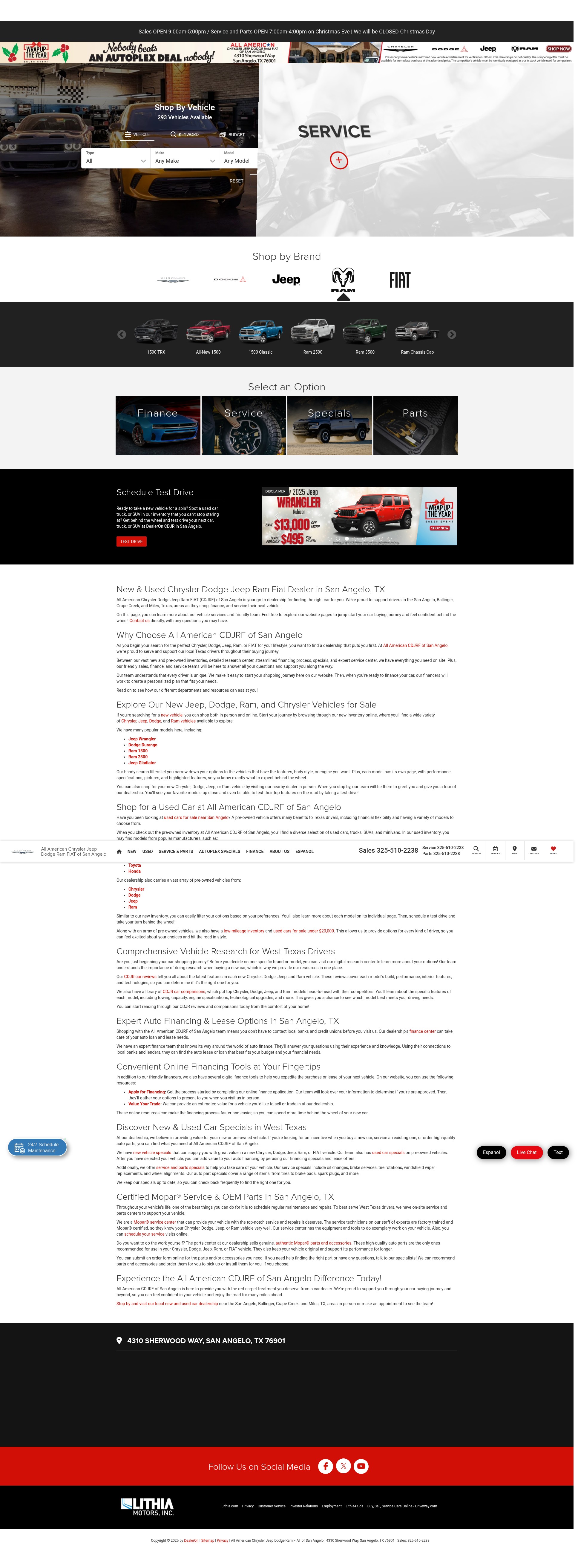 Screenshot of allamericanchryslersanangelo.com