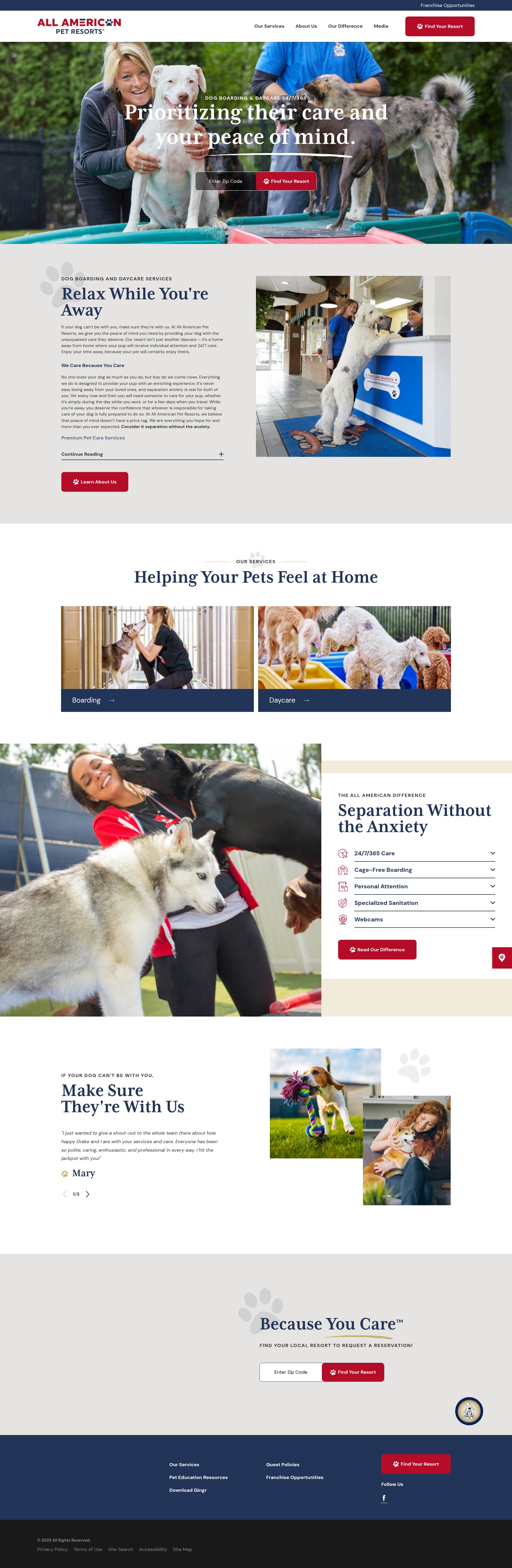 Screenshot of allamericanpetresorts.com