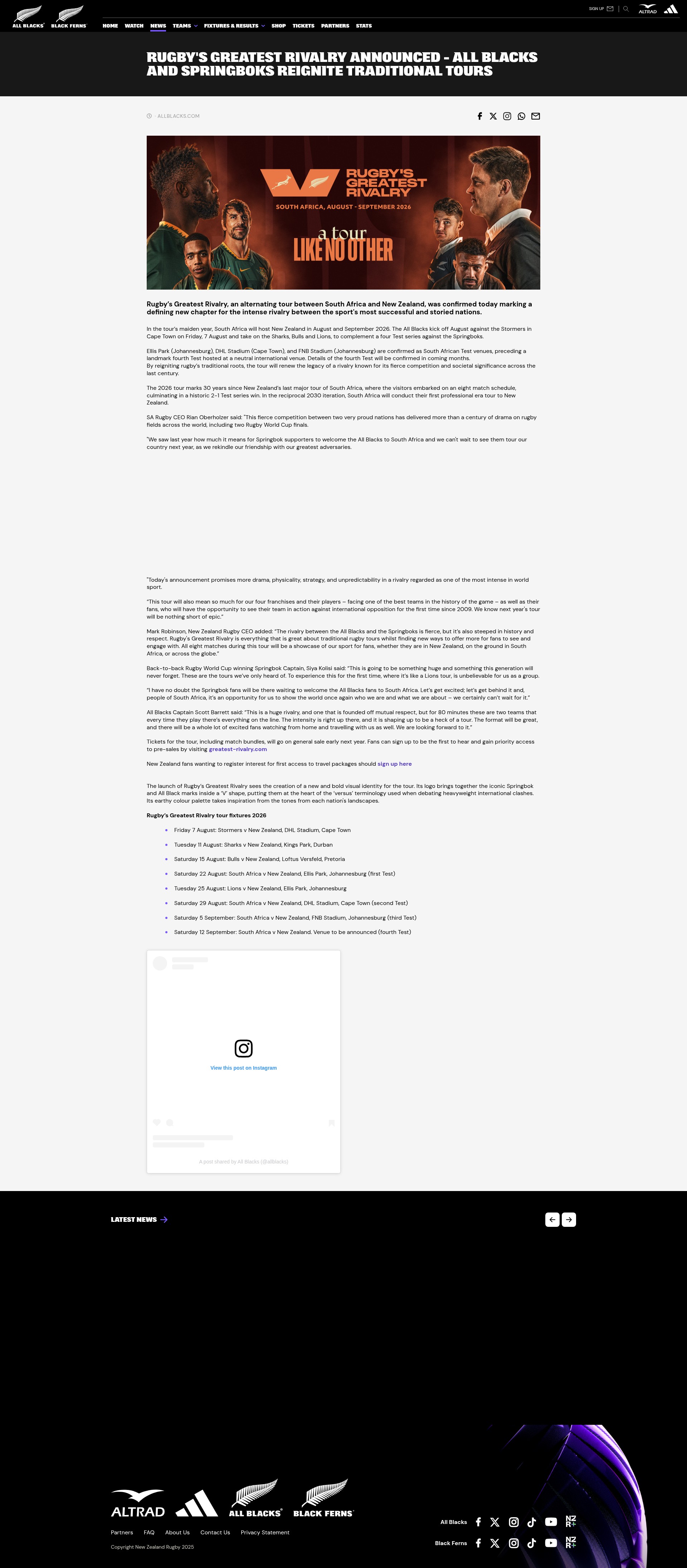 Screenshot of allblacks.com
