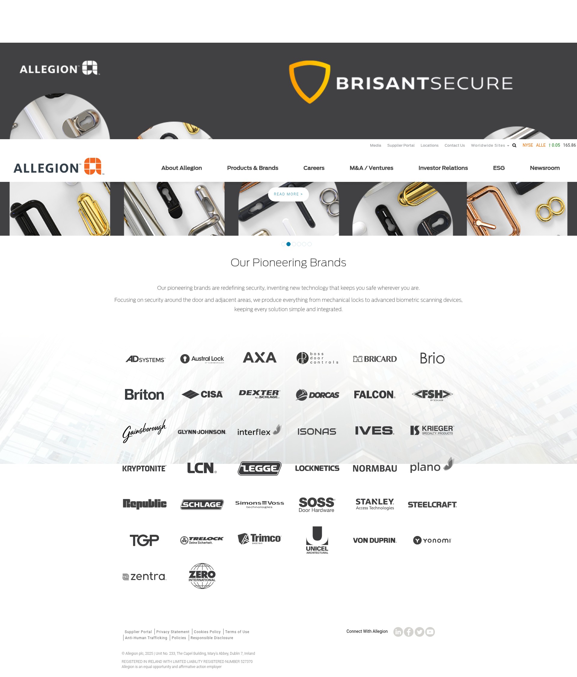 Screenshot of allegion.com