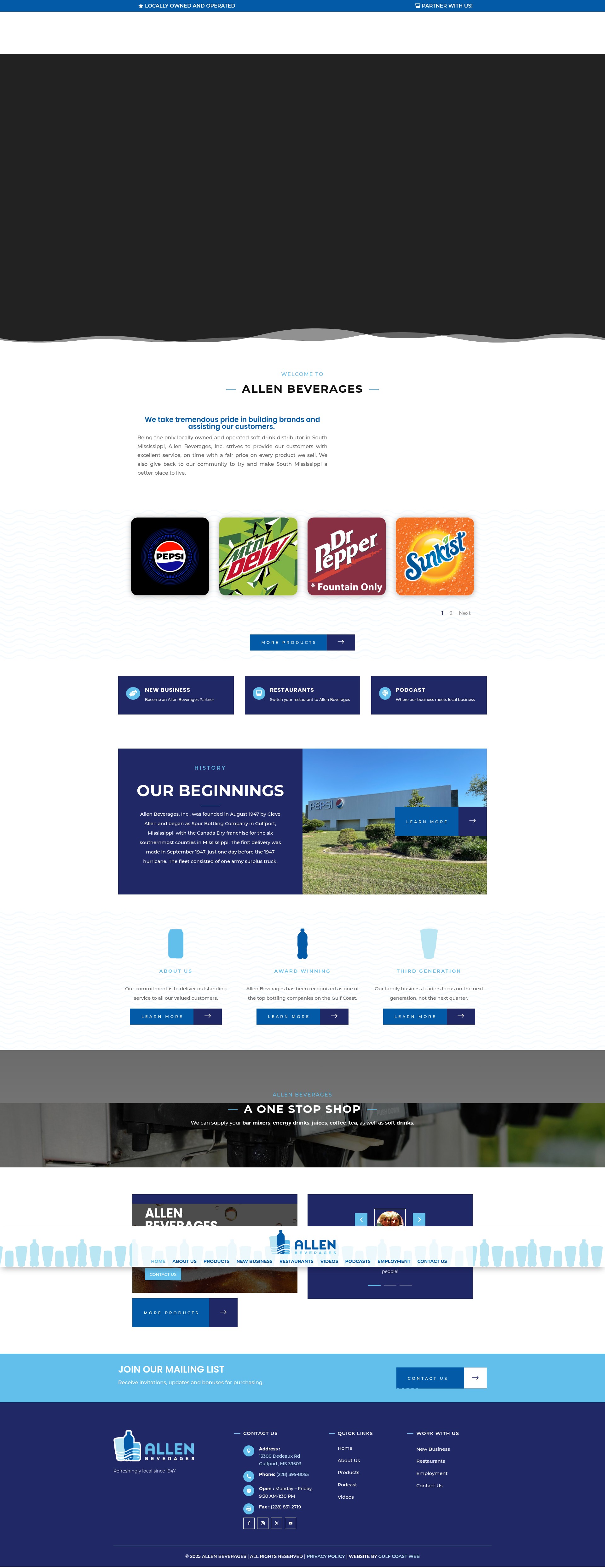 Screenshot of allenbeverages.com