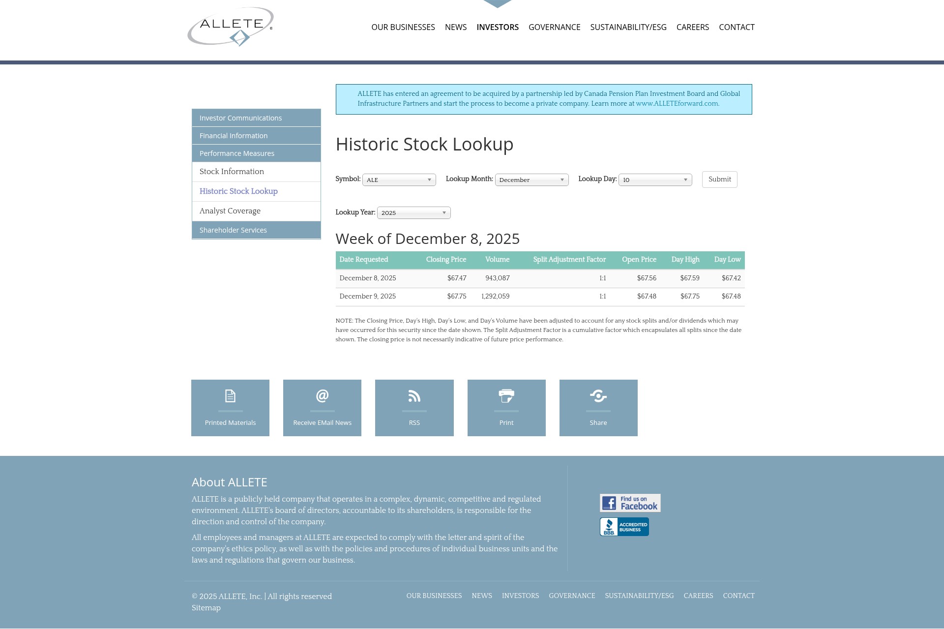 Screenshot of allete.com