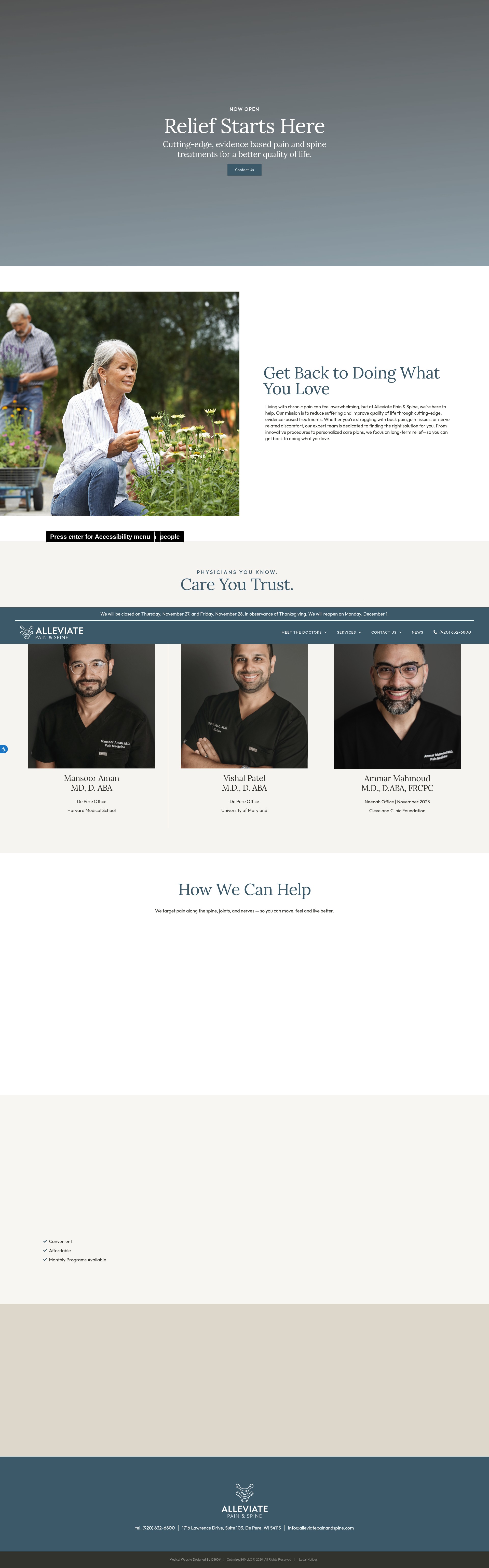Screenshot of alleviatepainandspine.com