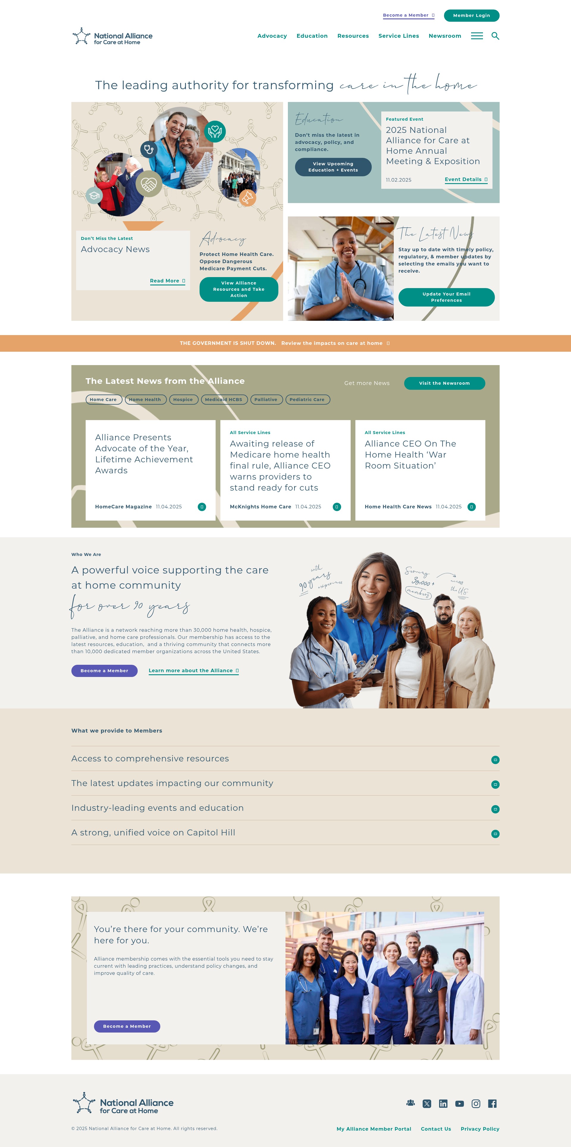 Screenshot of allianceforcareathome.org
