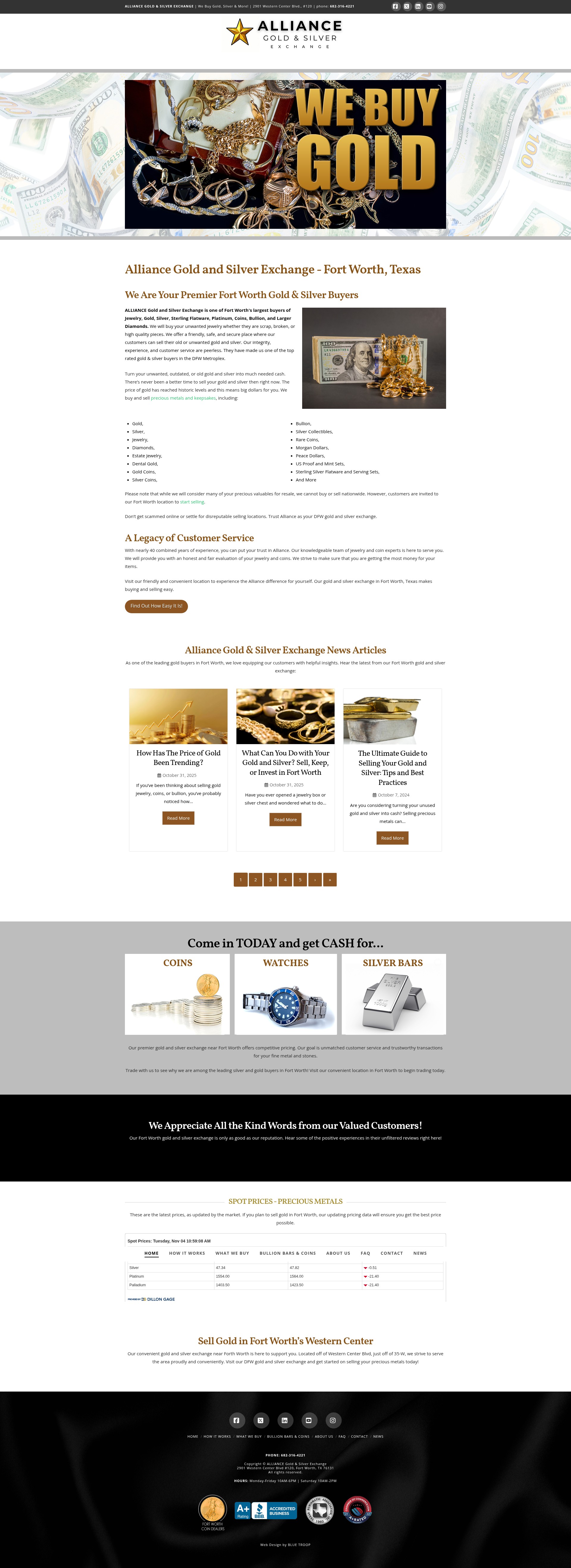 Screenshot of alliancegoldandsilver.com
