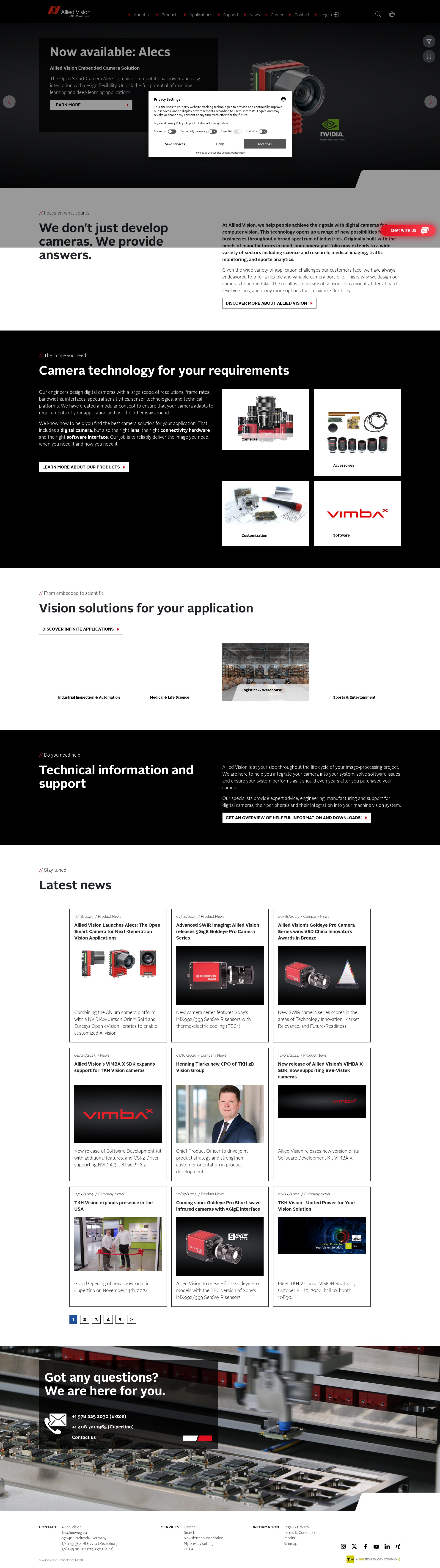 Screenshot of alliedvision.com