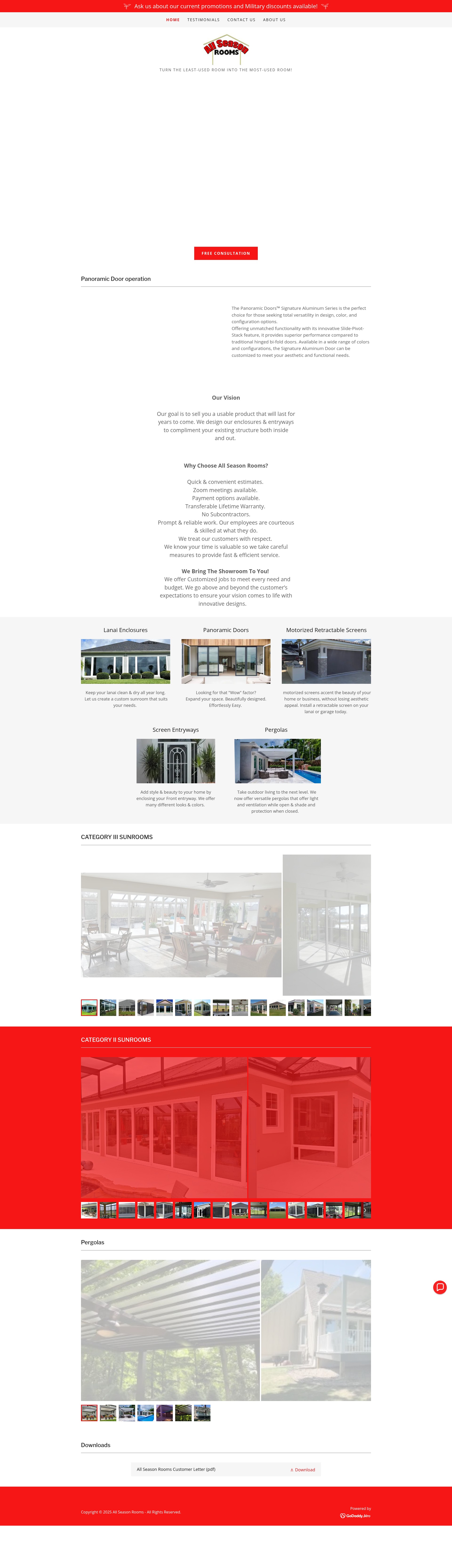 Screenshot of allseasonroomsfl.com