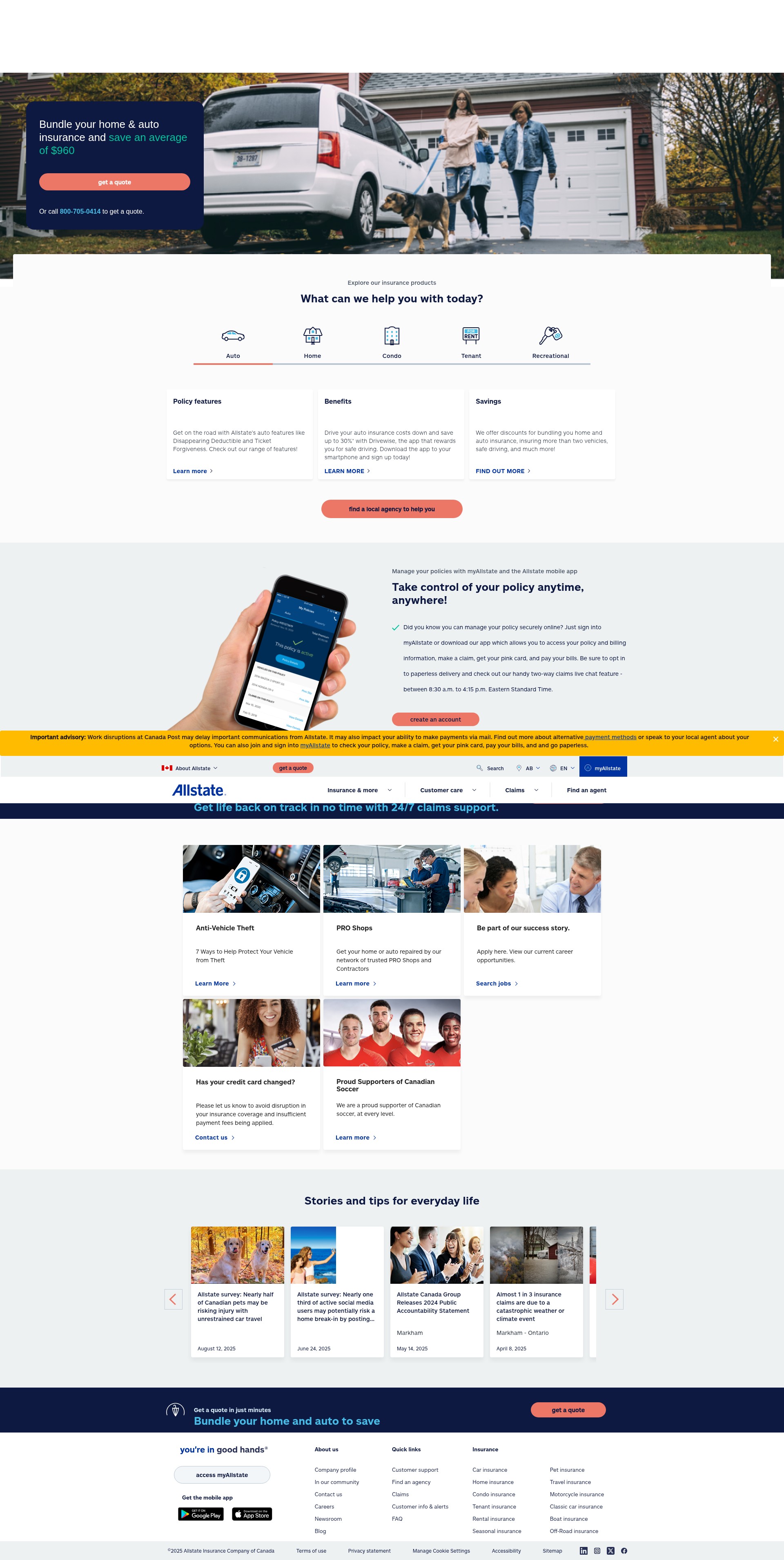 Screenshot of allstate.ca