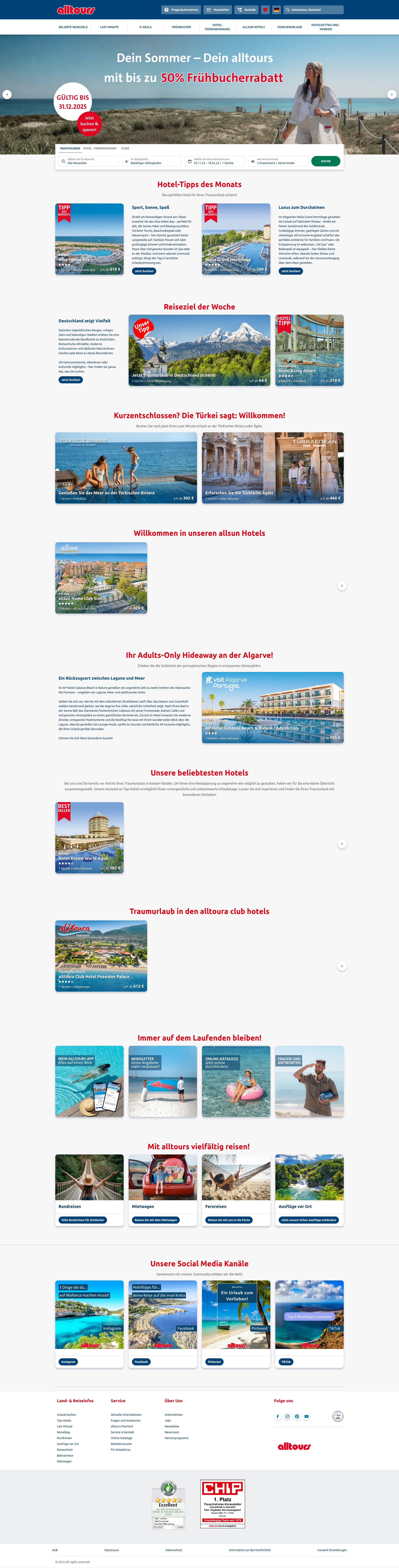 Screenshot of alltours.de
