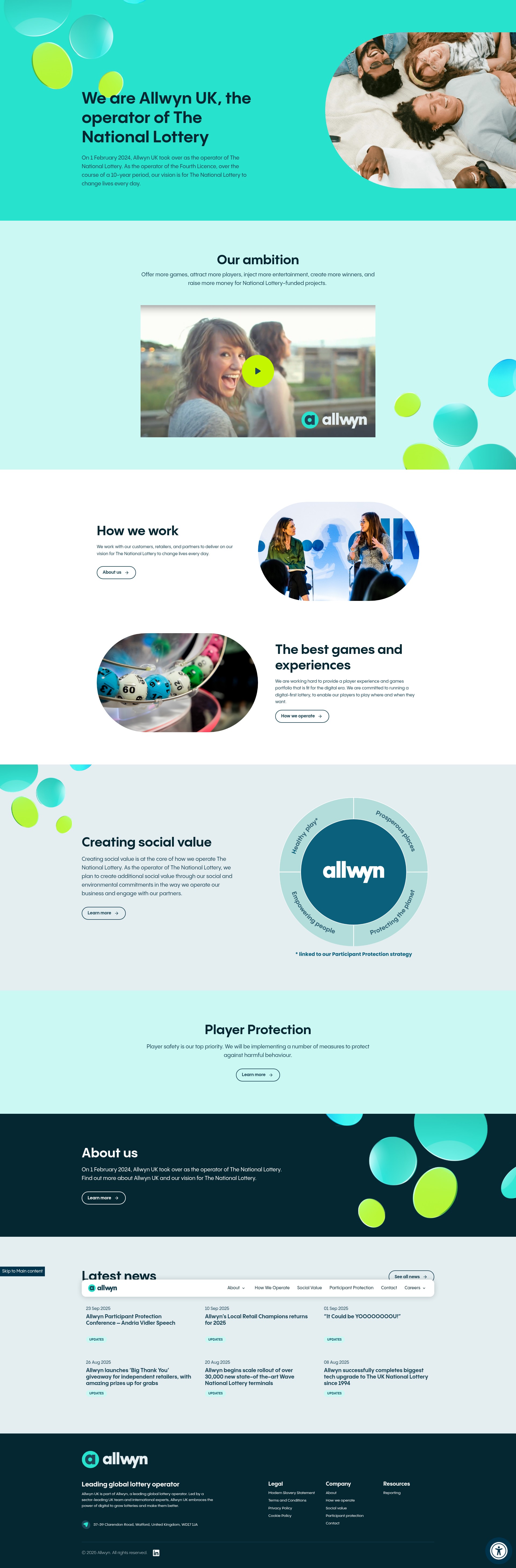 Screenshot of allwyn.co.uk