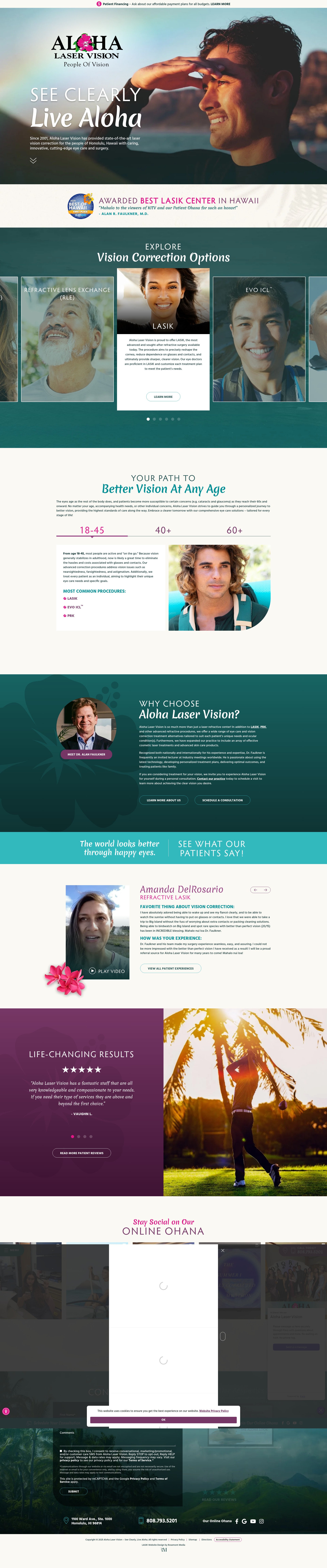 Screenshot of alohalaservision.com