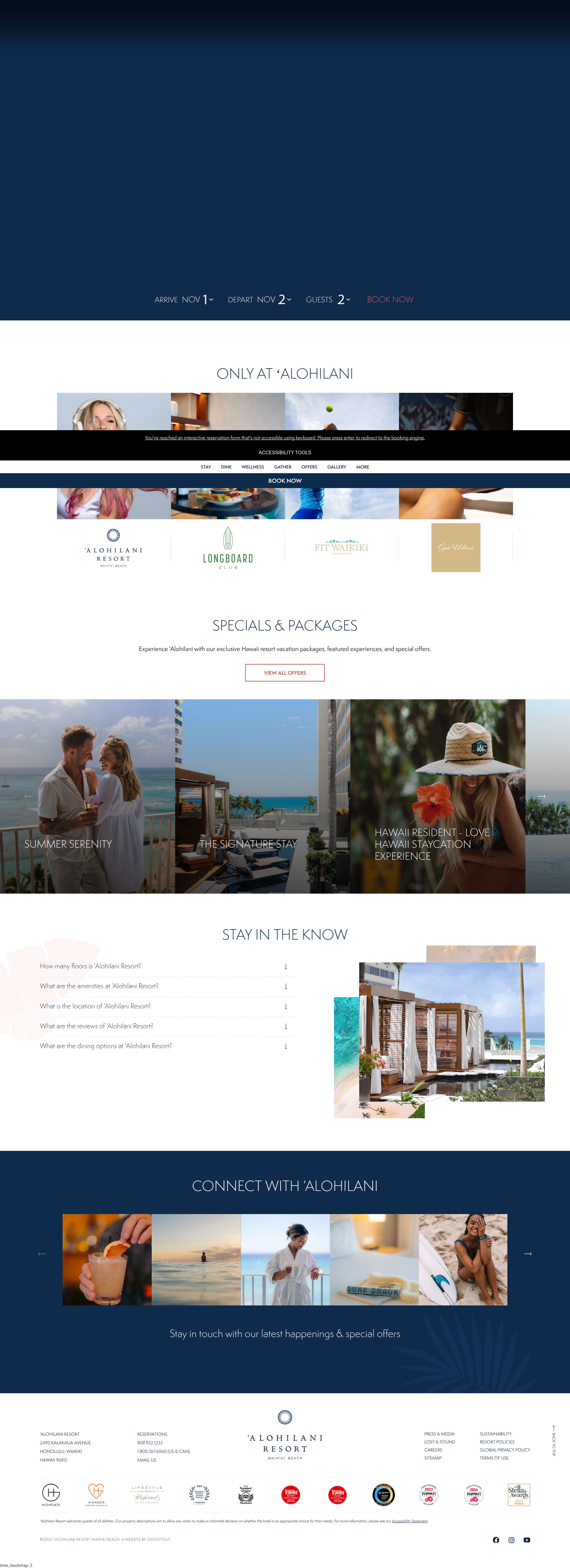 Screenshot of alohilaniresort.com