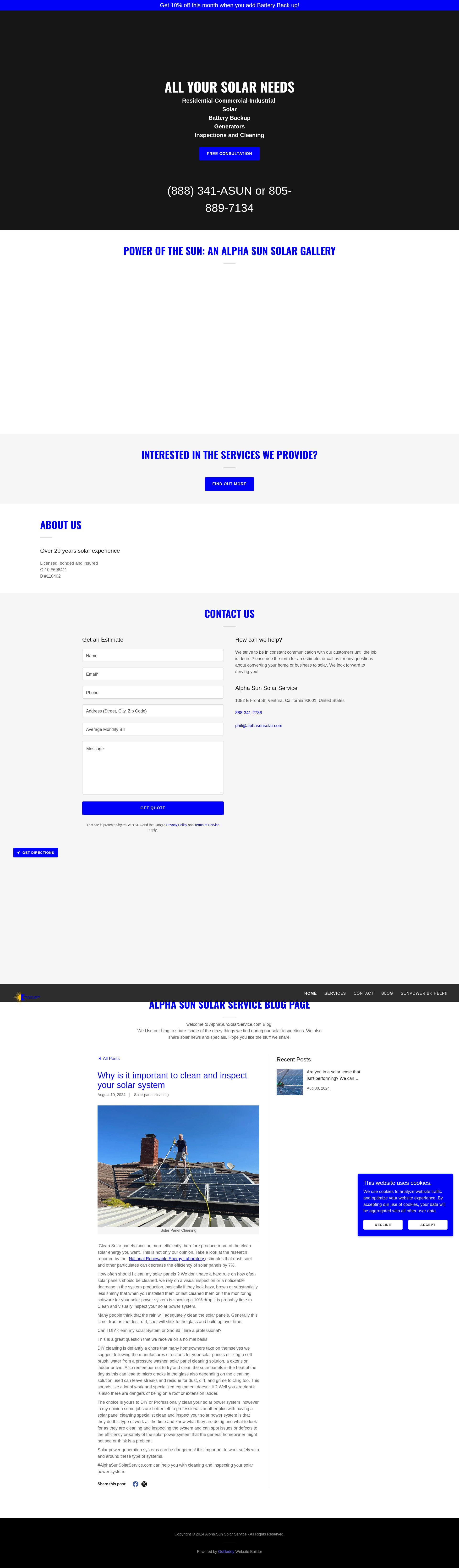 Screenshot of alphasunsolarservice.com