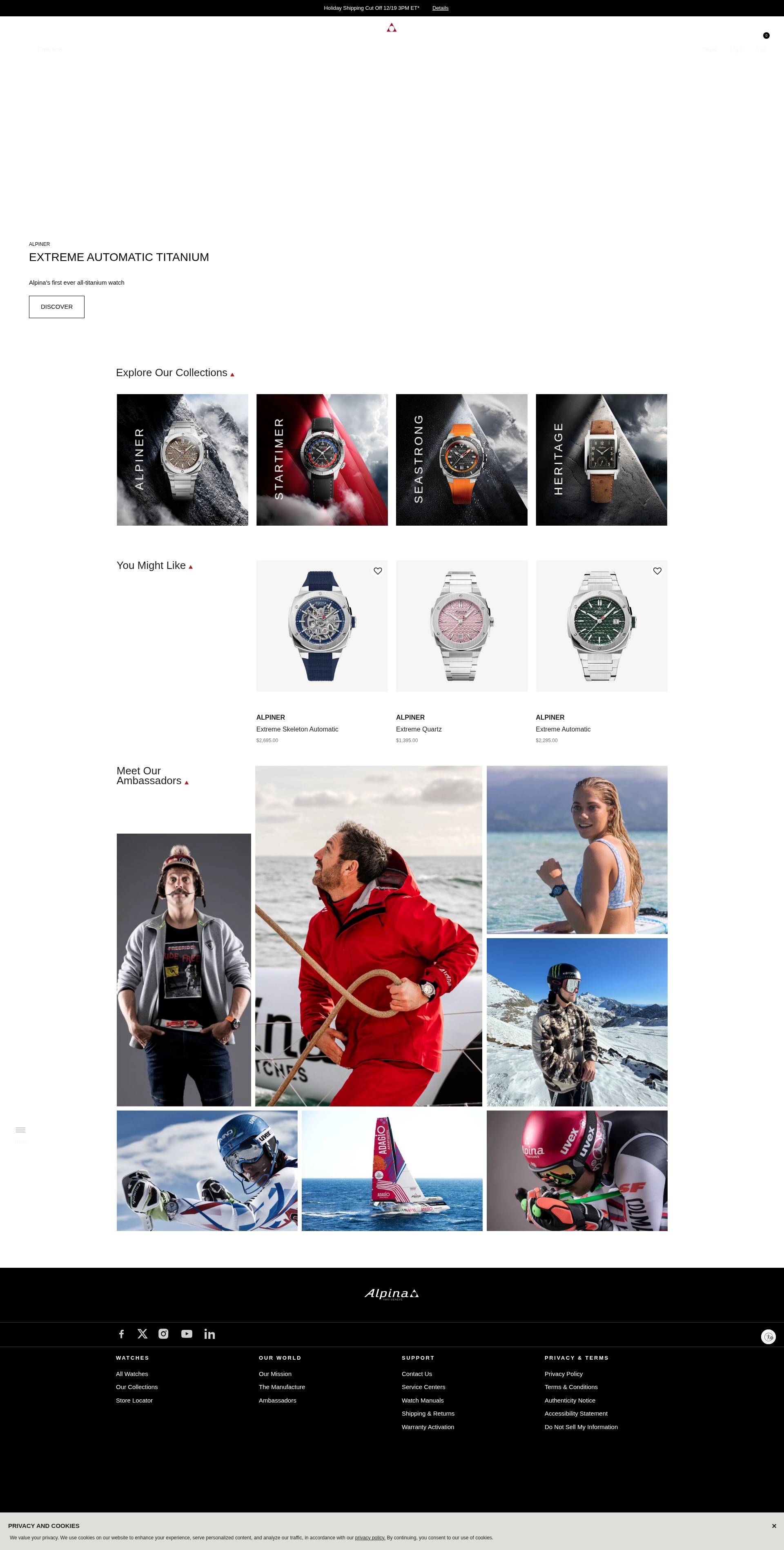 Screenshot of alpinawatches.com
