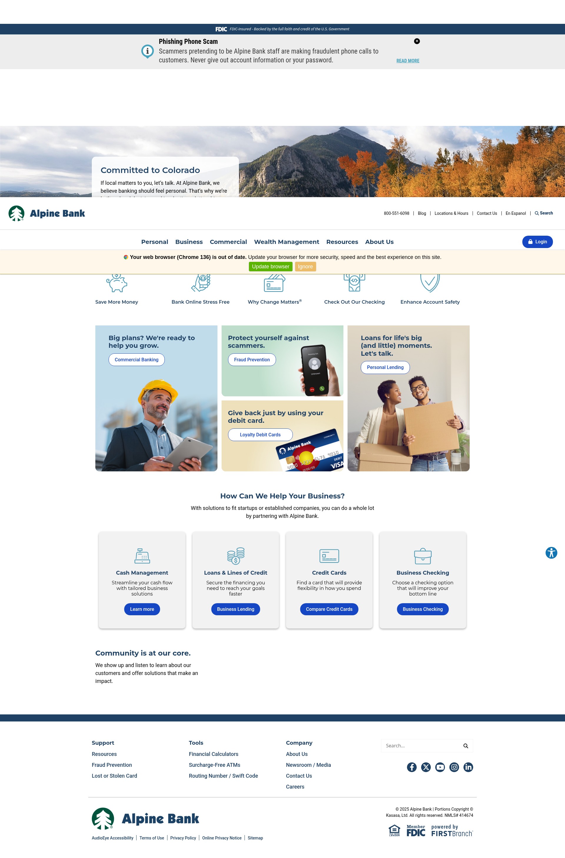 Screenshot of alpinebank.com