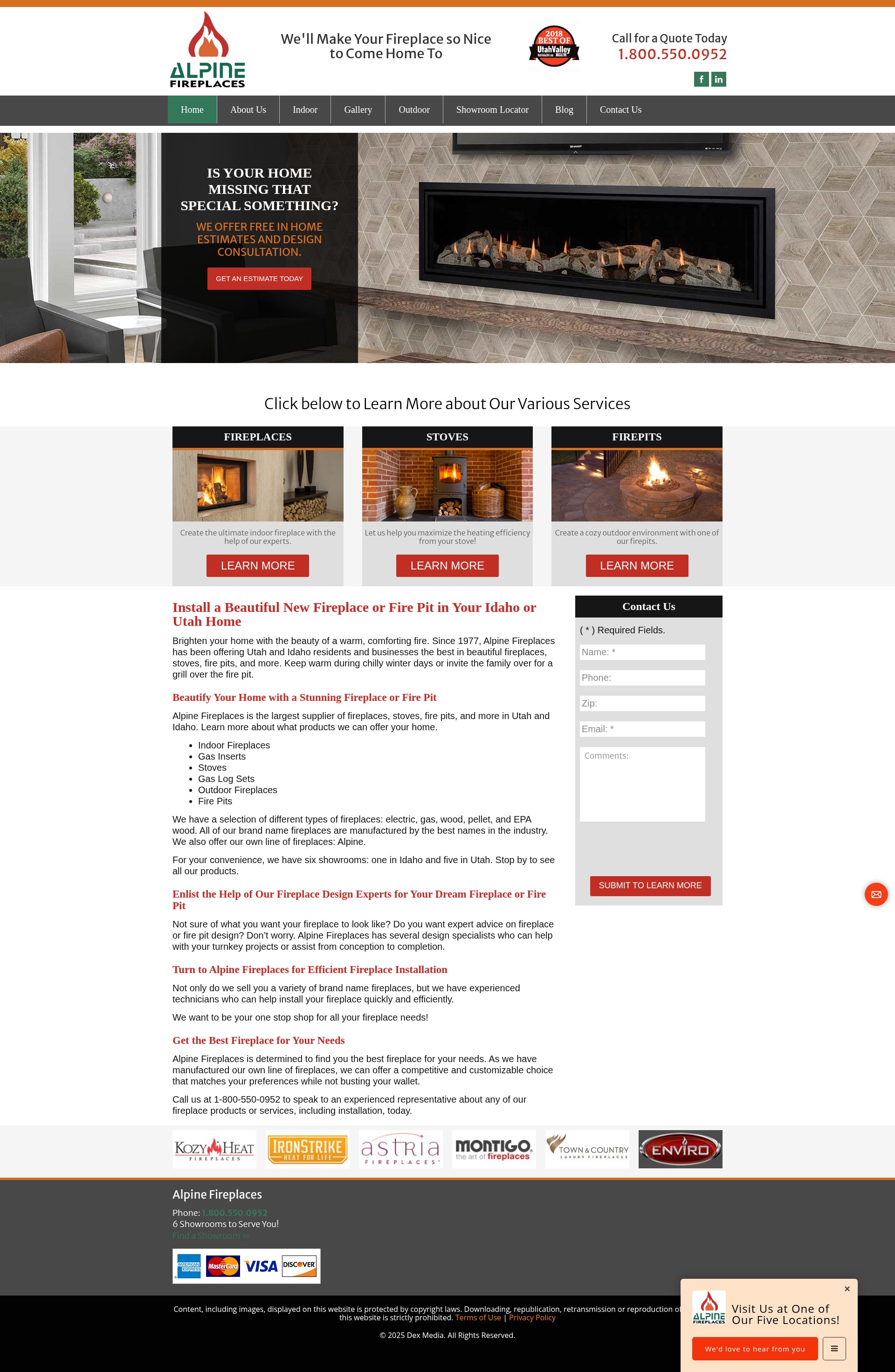 Screenshot of alpinefireplaces.com