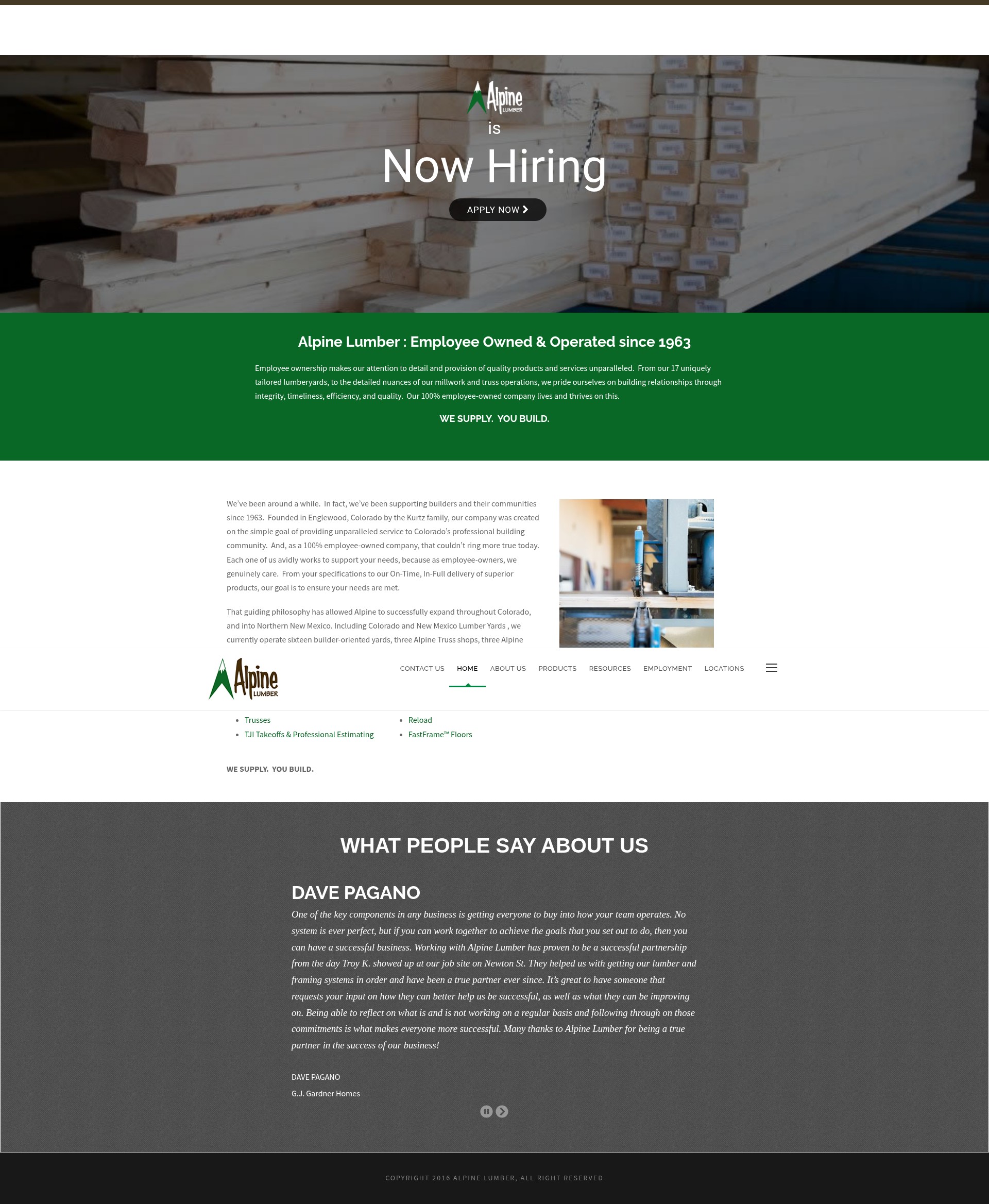 Screenshot of alpinelumber.com