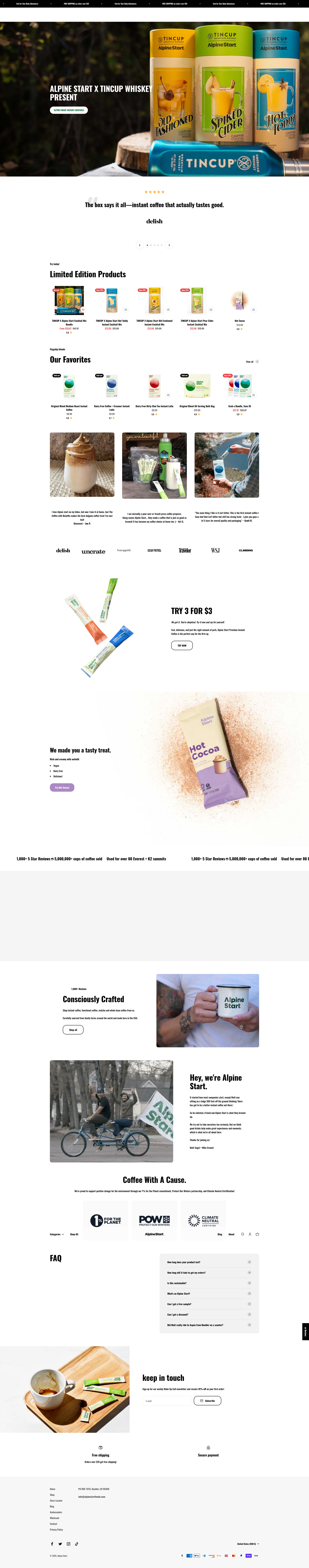 Screenshot of alpinestartfoods.com