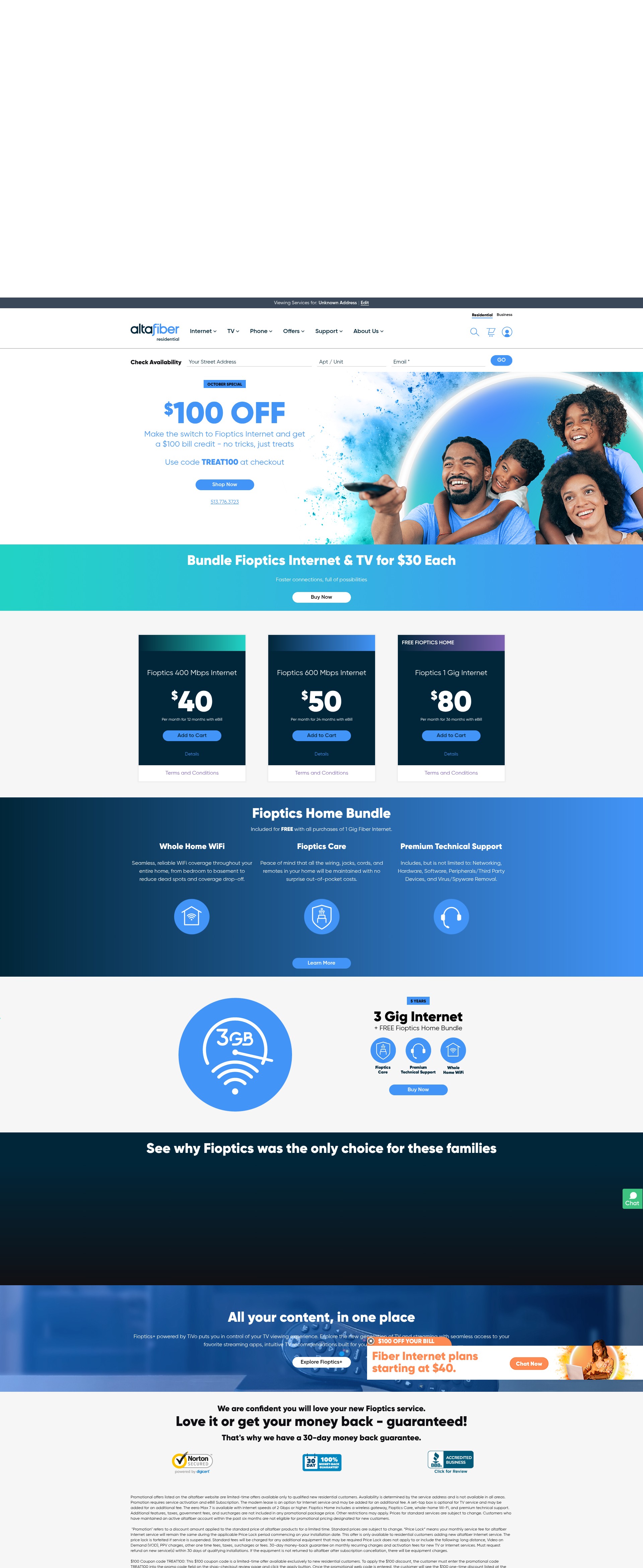 Screenshot of altafiber.com