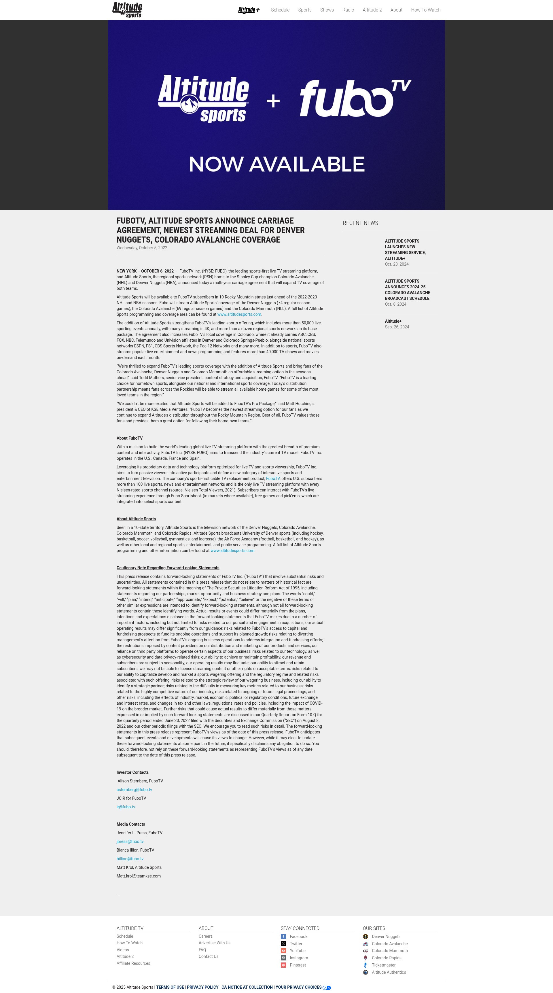 Screenshot of altitudesports.com