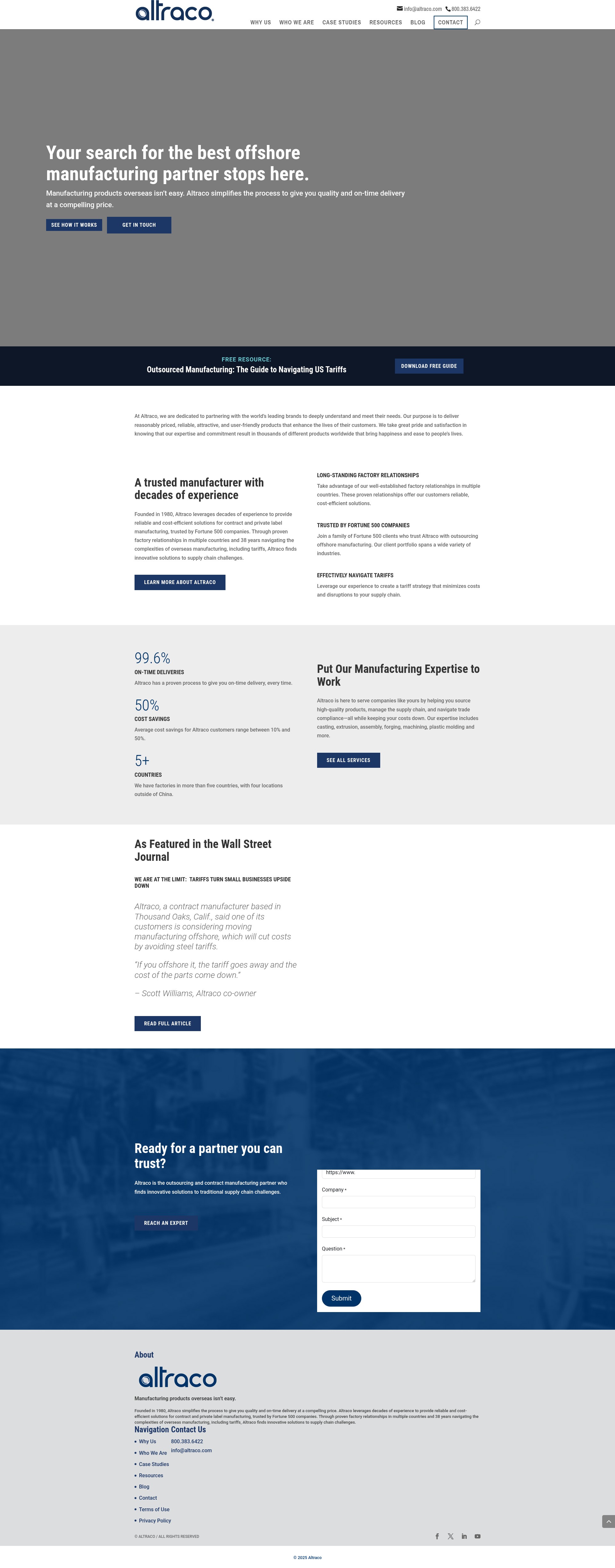 Screenshot of altraco.com