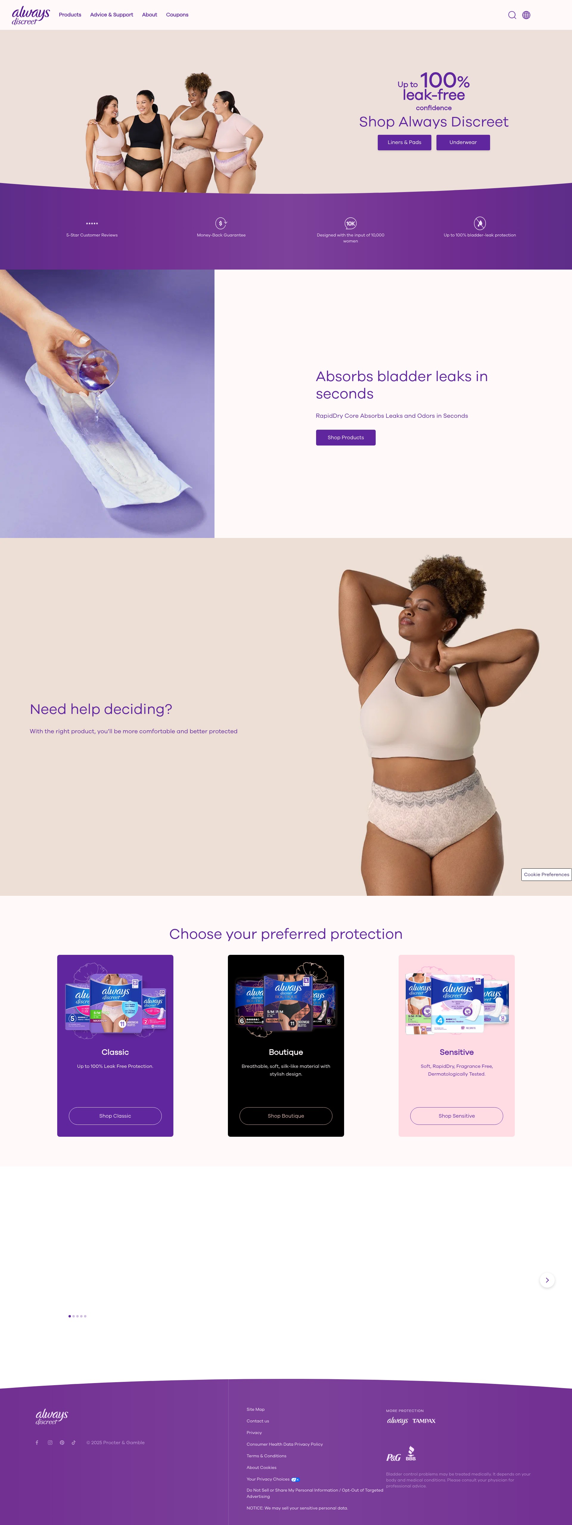 Screenshot of alwaysdiscreet.com