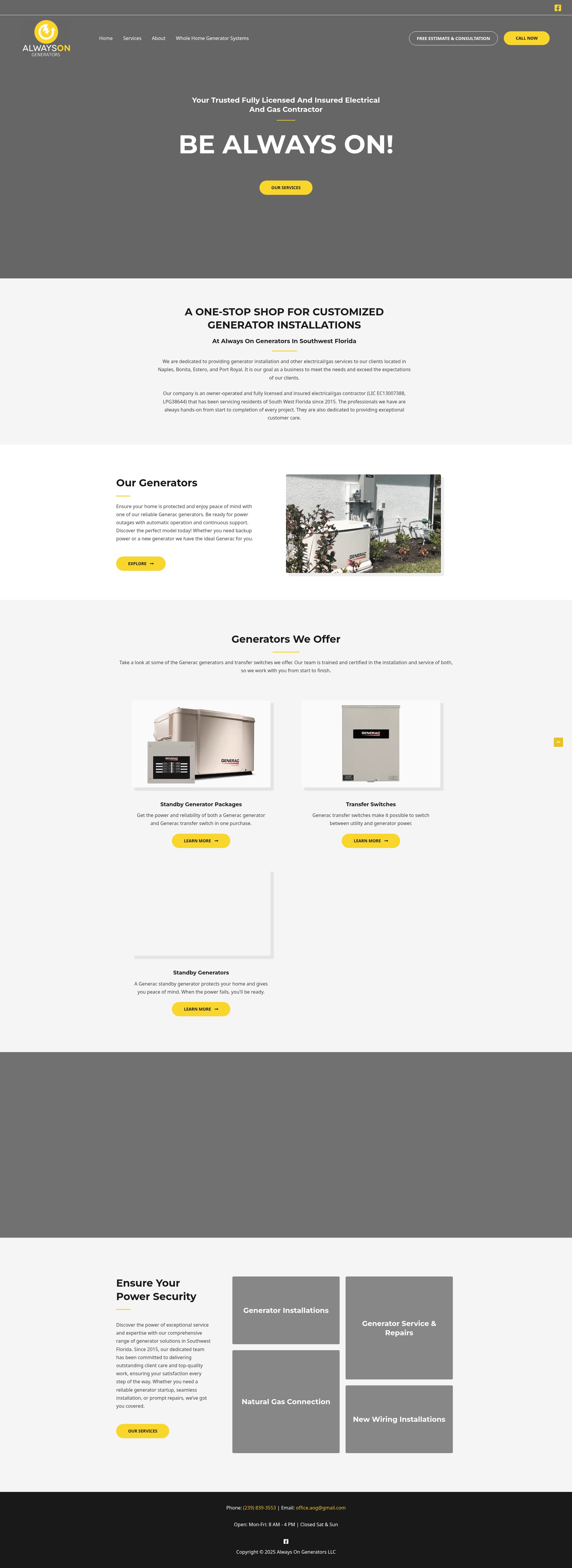 Screenshot of alwaysongenerators.com