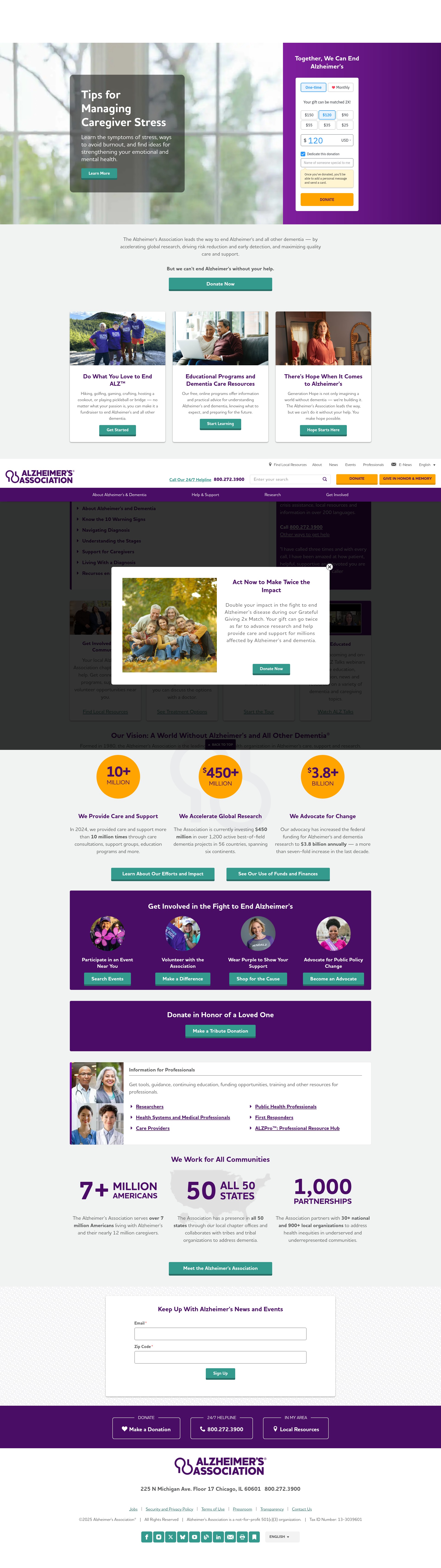 Screenshot of alz.org