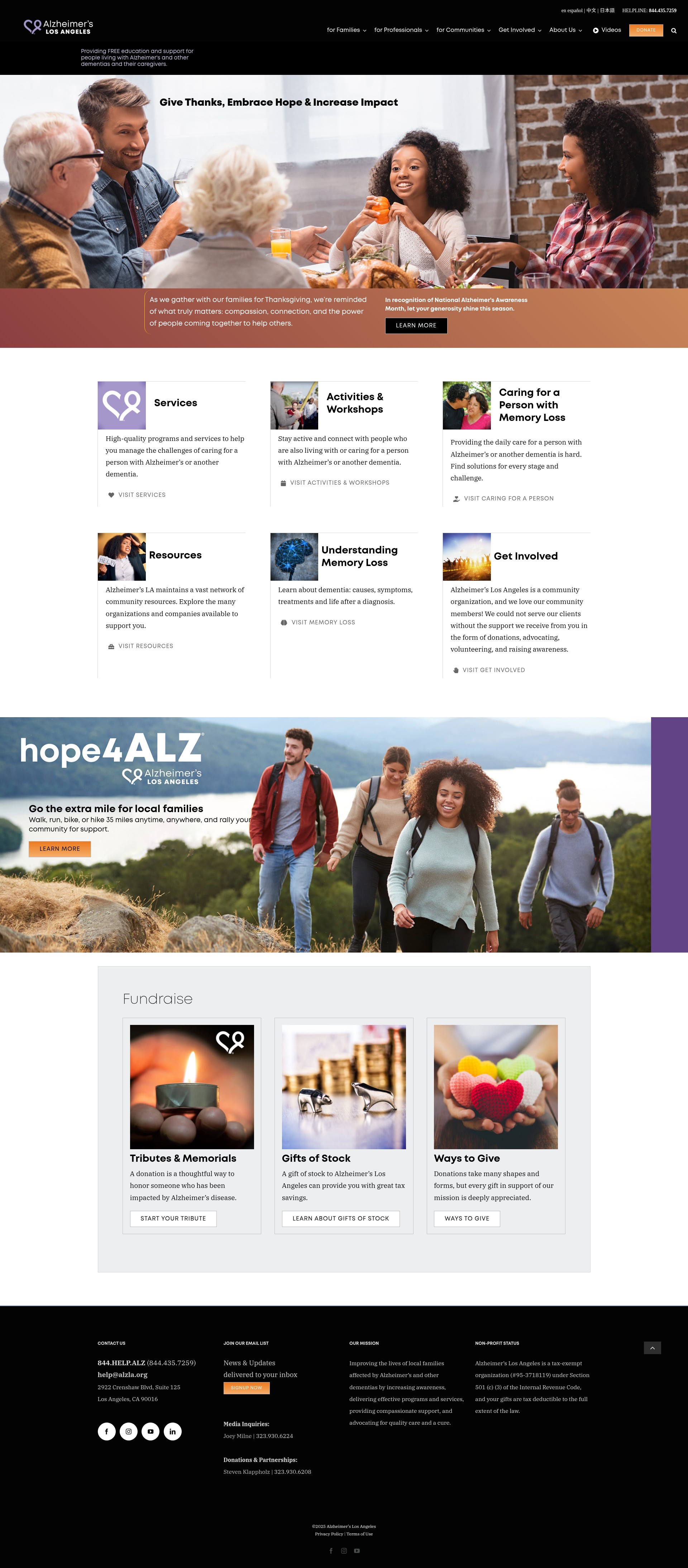 Screenshot of alzheimersla.org