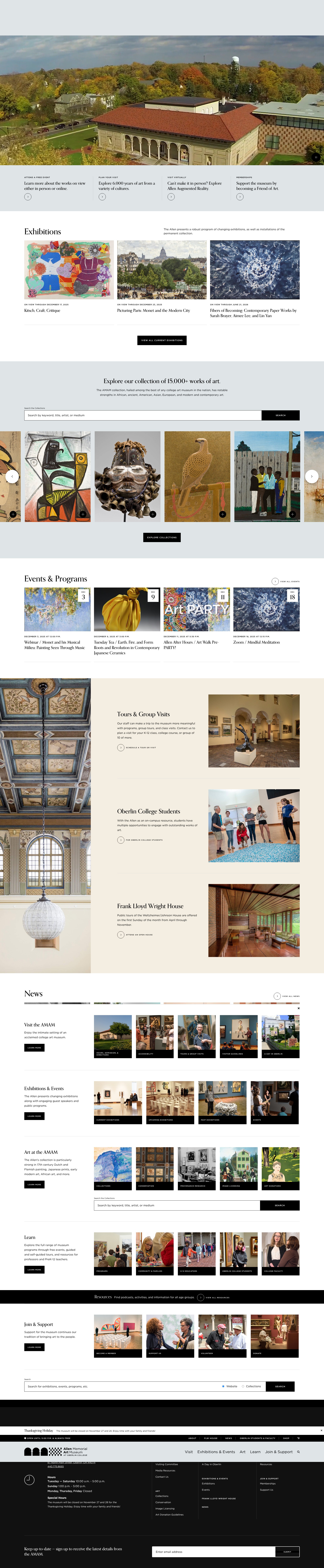 Screenshot of amam.oberlin.edu