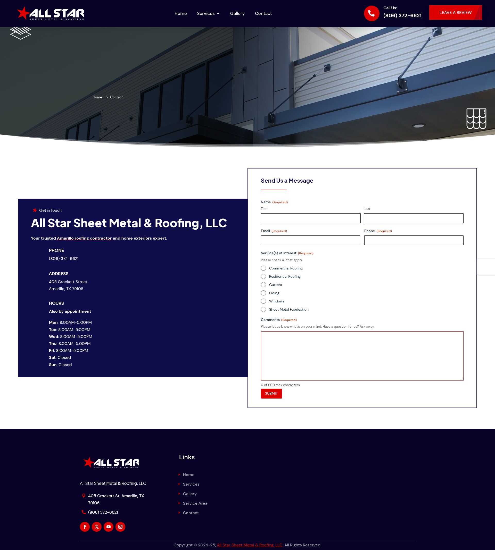 Screenshot of amarillotxroofing.com