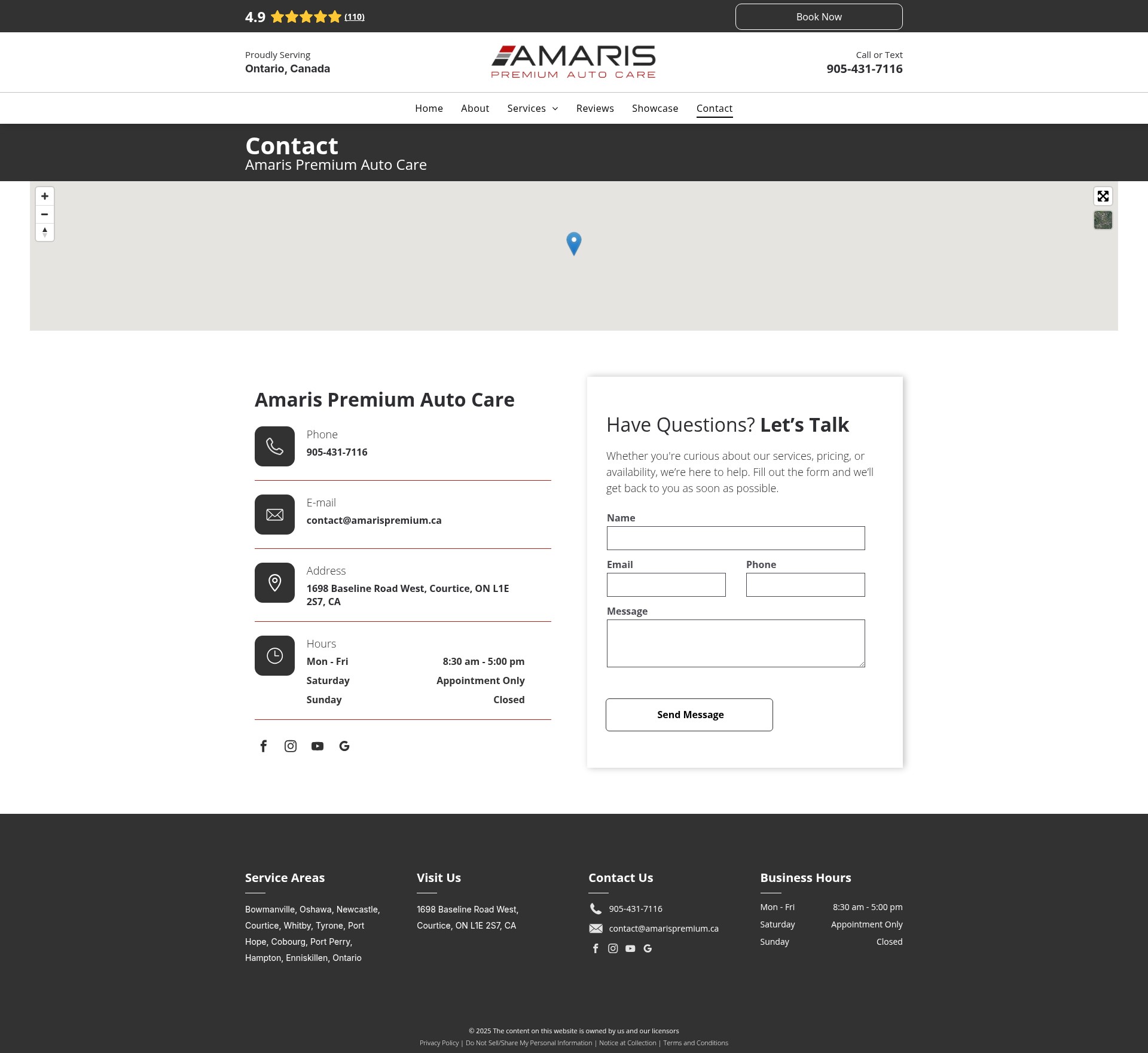 Screenshot of amarisautocare.ca
