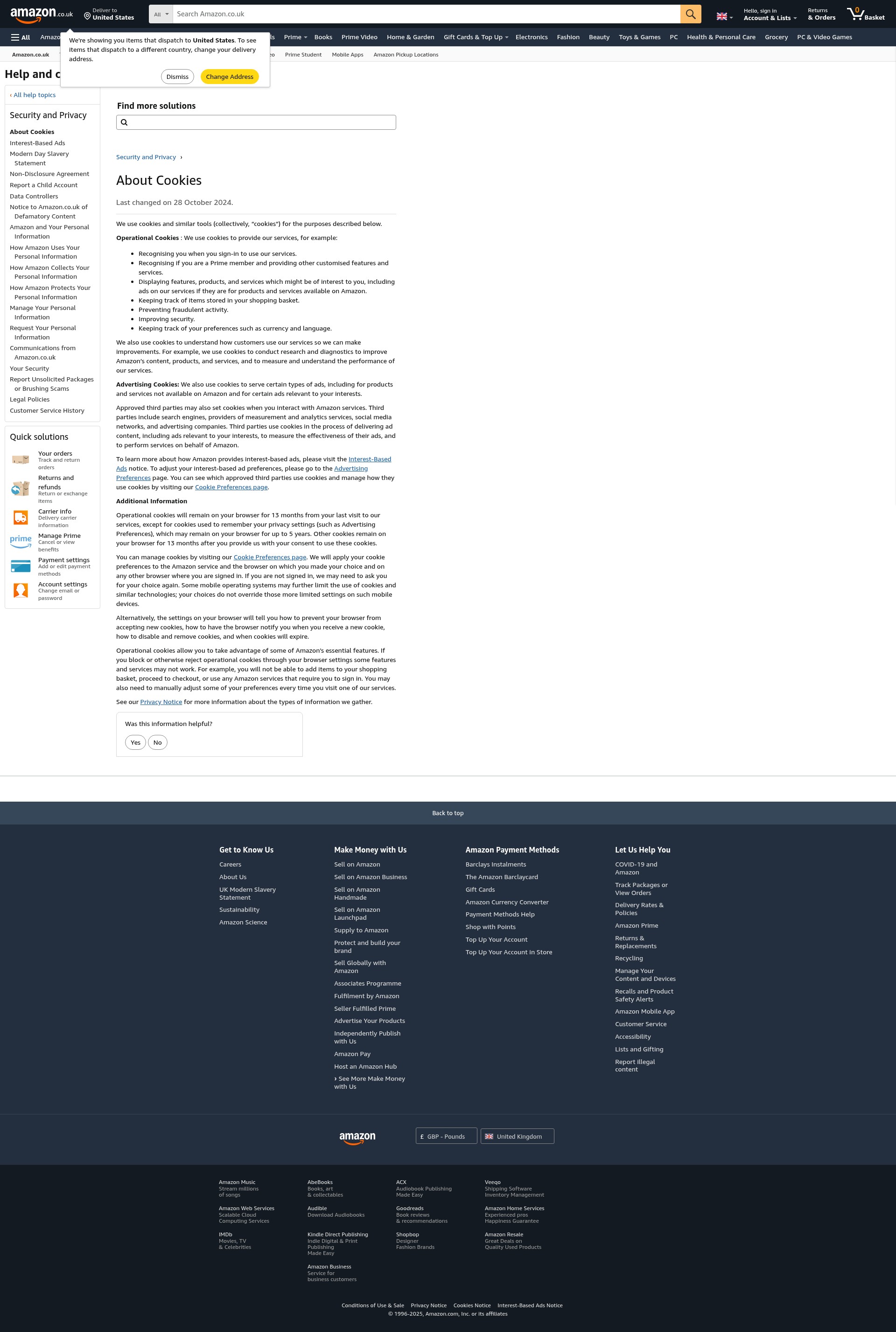 Screenshot of amazon.co.uk