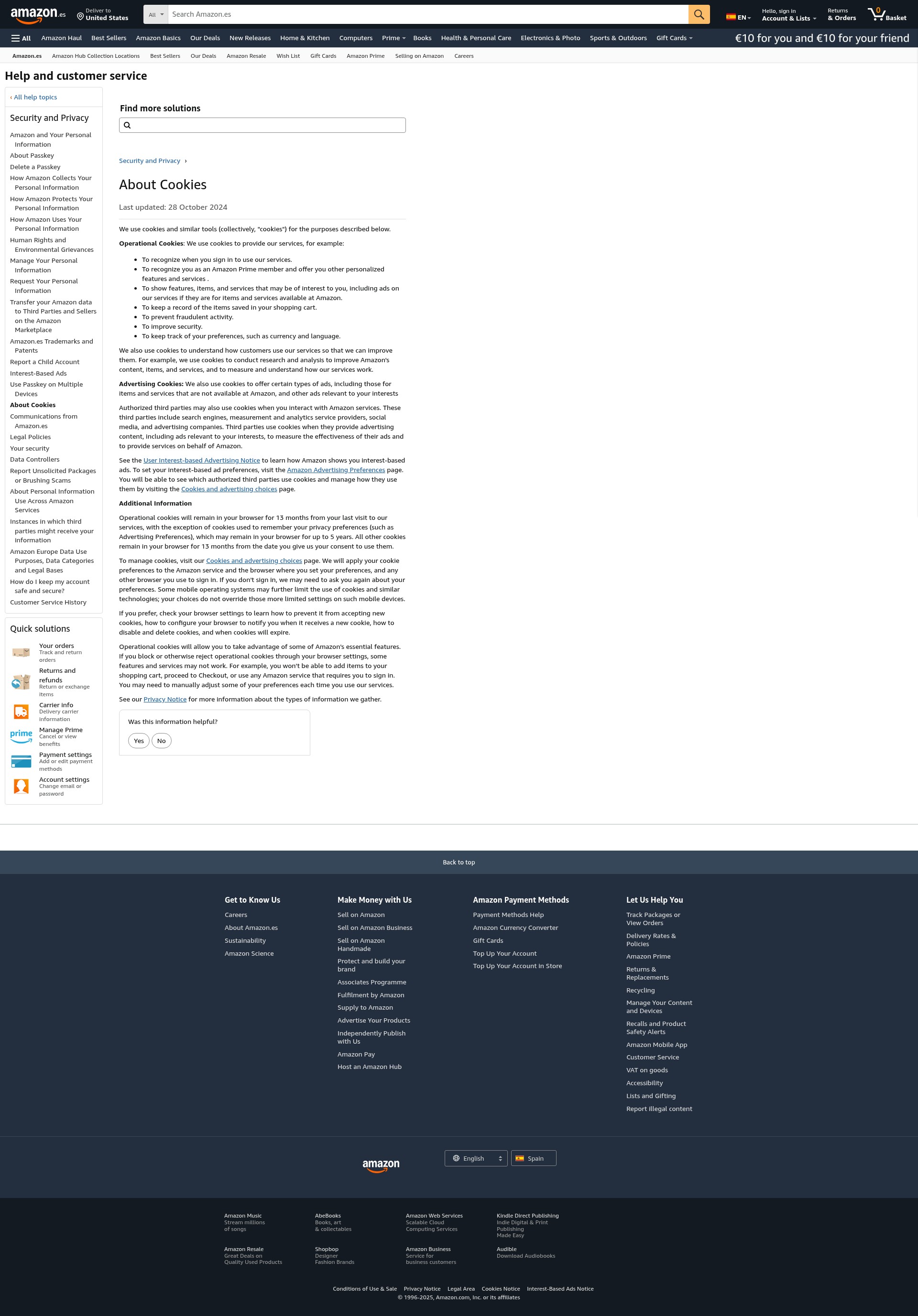 Screenshot of amazon.es