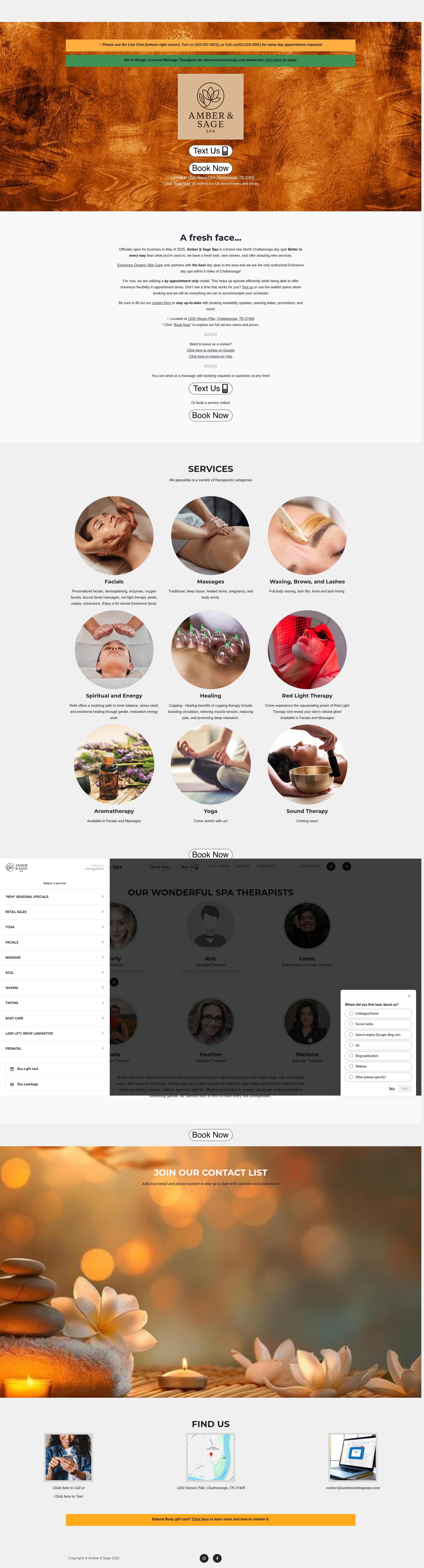 Screenshot of amberandsagespa.com