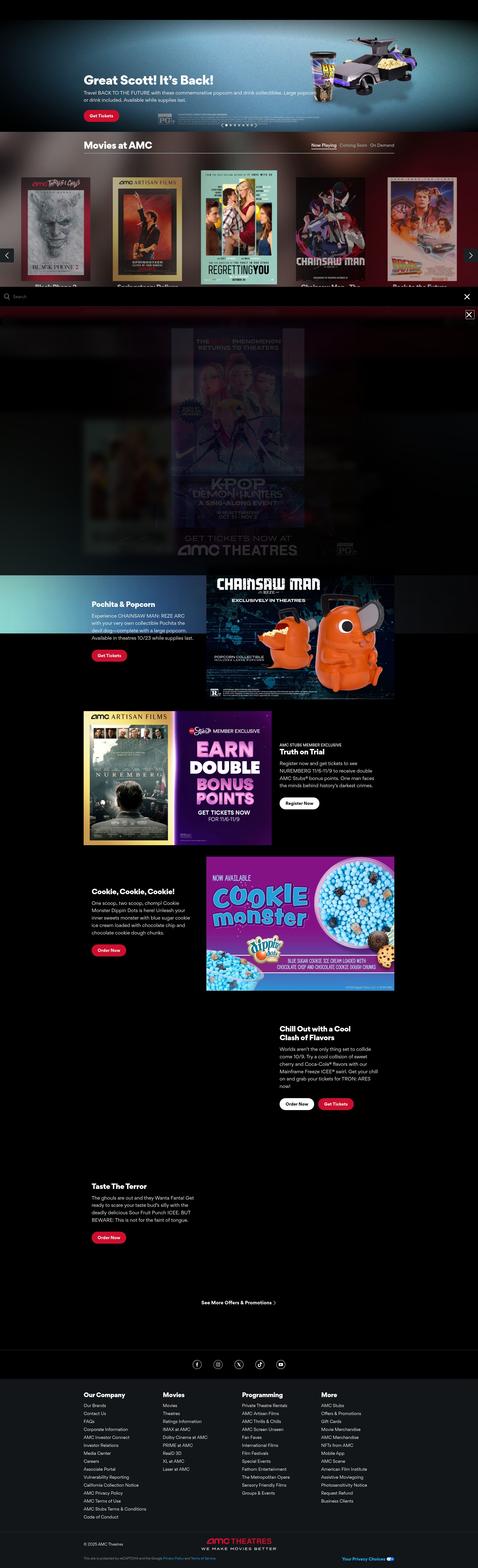 Screenshot of amctheatres.com