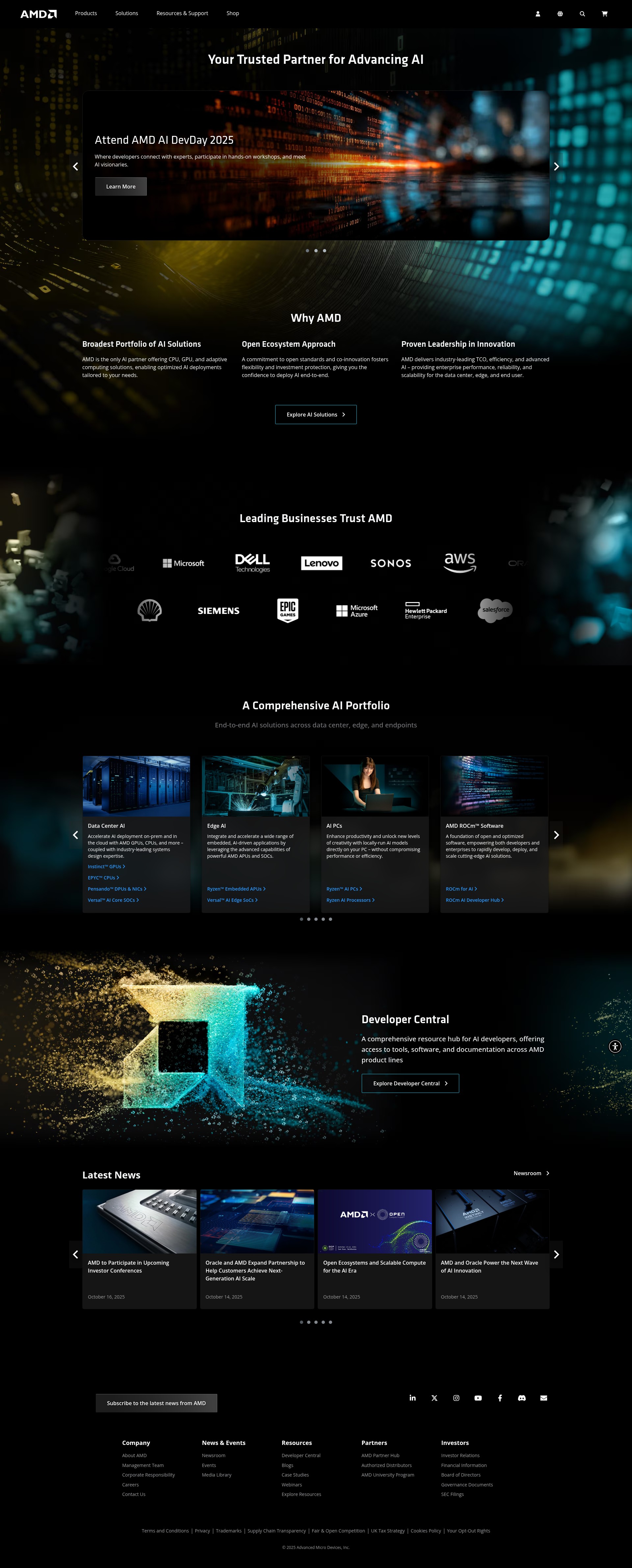 Screenshot of amd.com