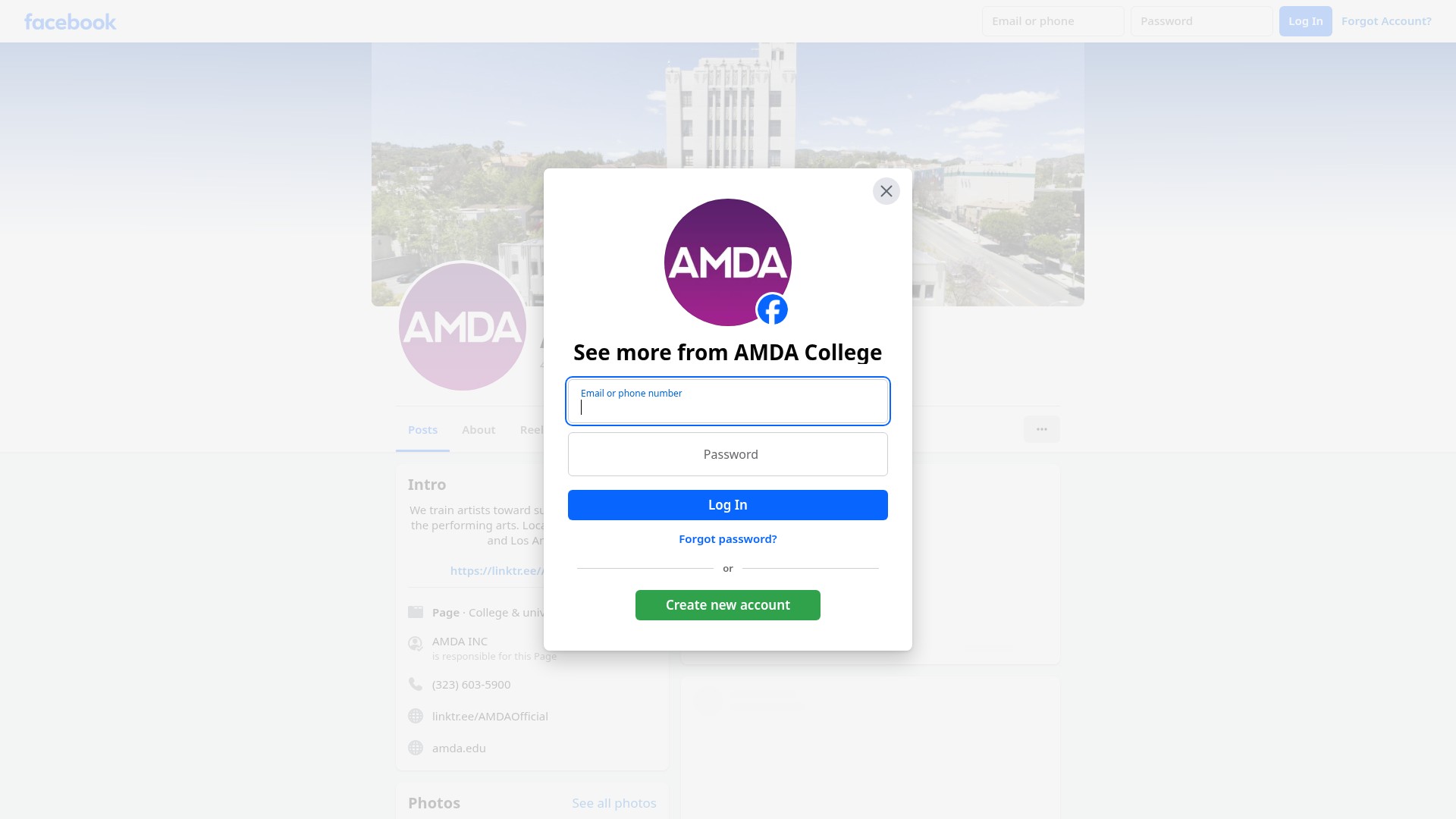 Screenshot of amda.edu