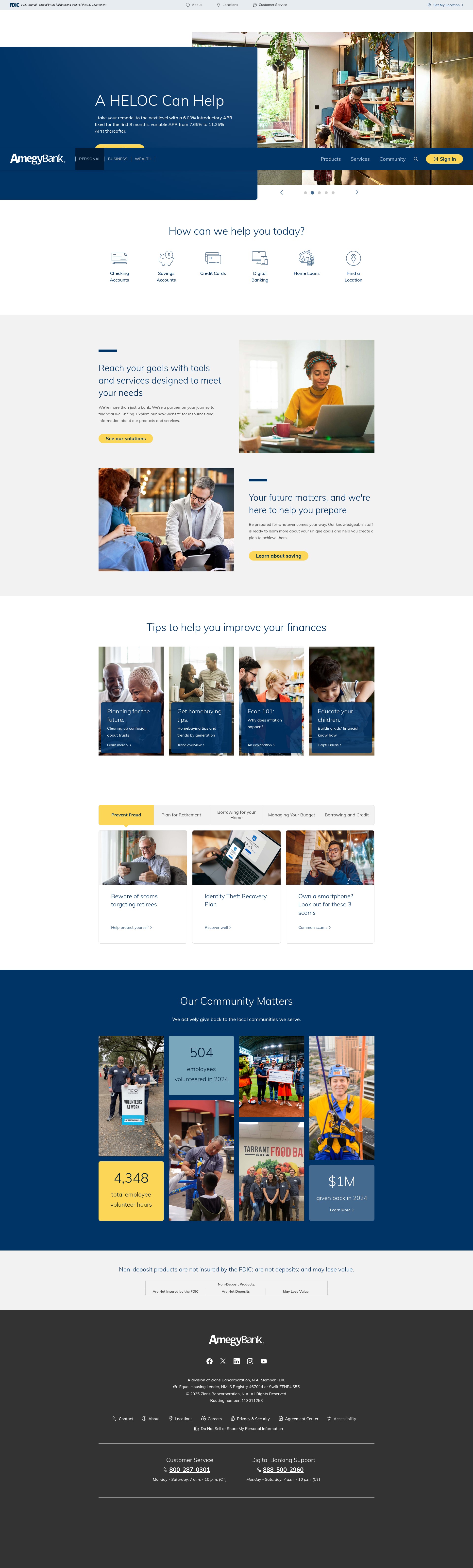 Screenshot of amegybank.com