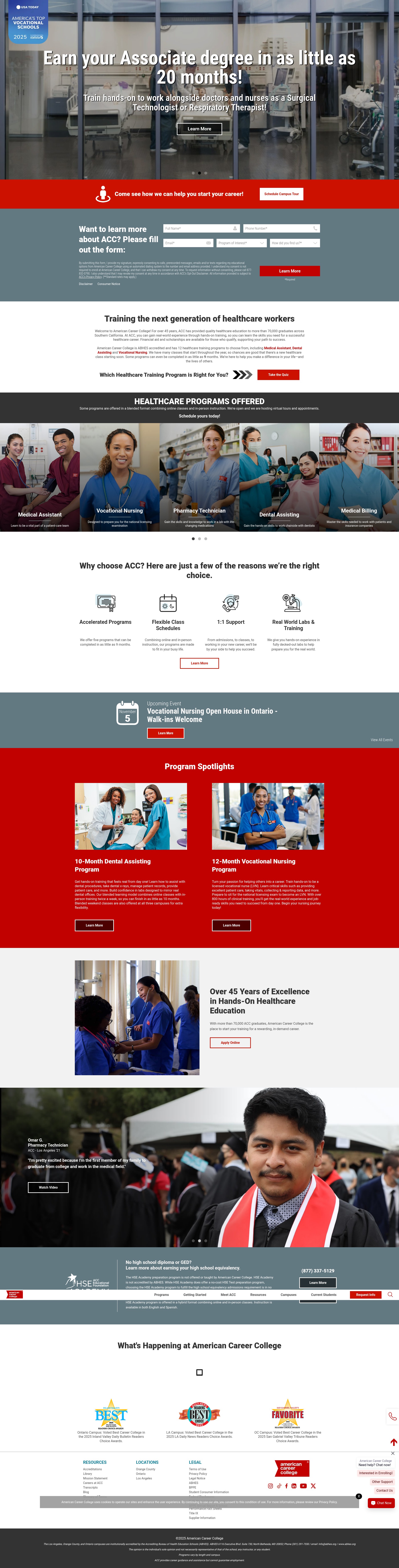 Screenshot of americancareercollege.edu